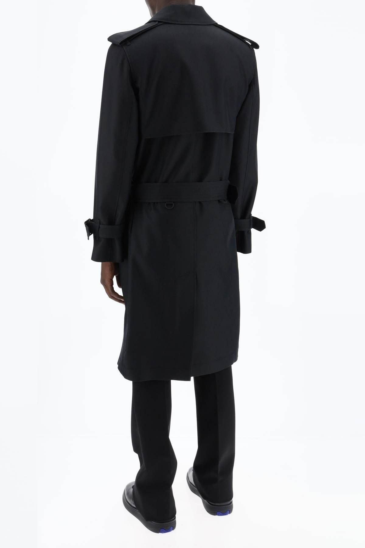 Shop Burberry Double-breasted Silk Blend Trench Coat In Black