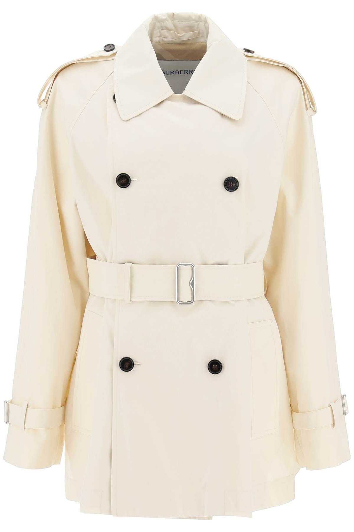 Shop Burberry Short Cotton Gabardine Trench Coat In White