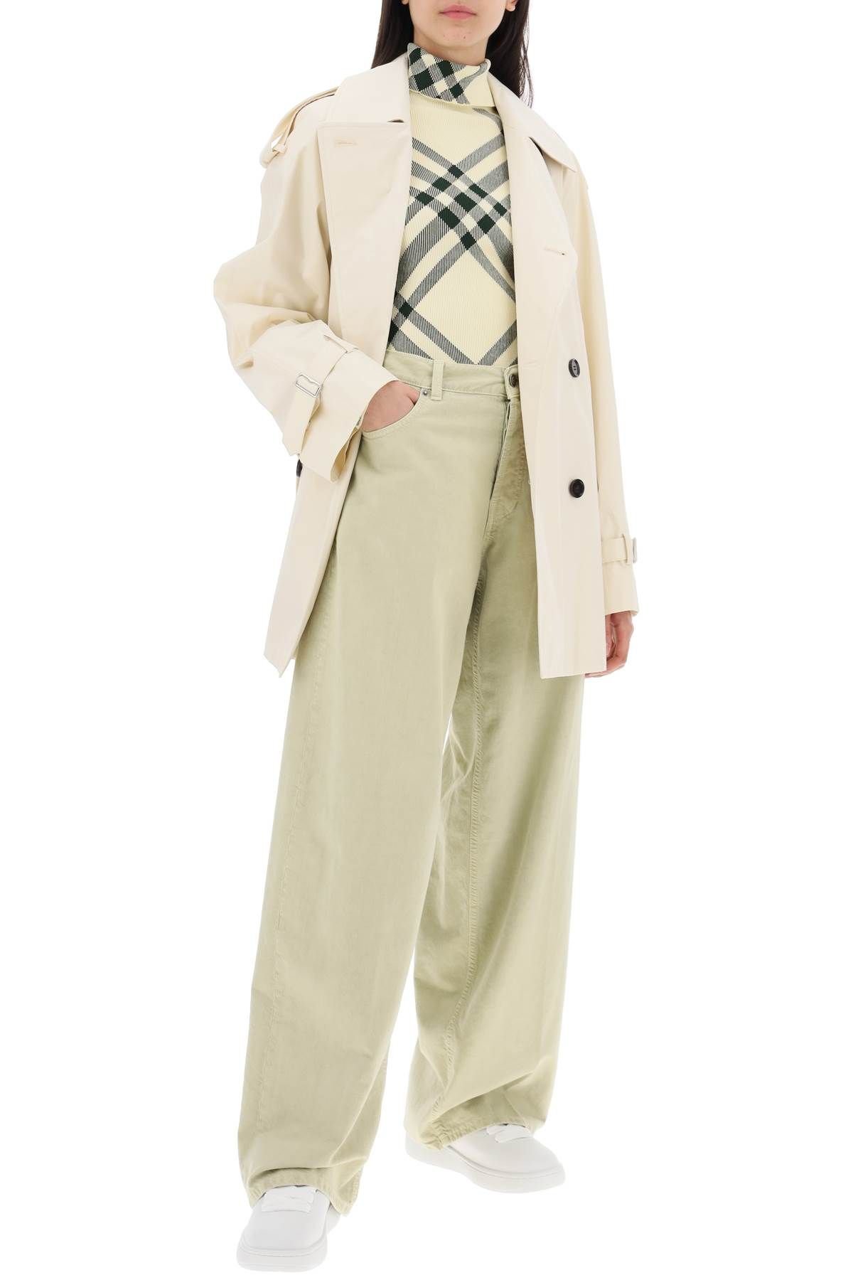 Shop Burberry Short Cotton Gabardine Trench Coat In White