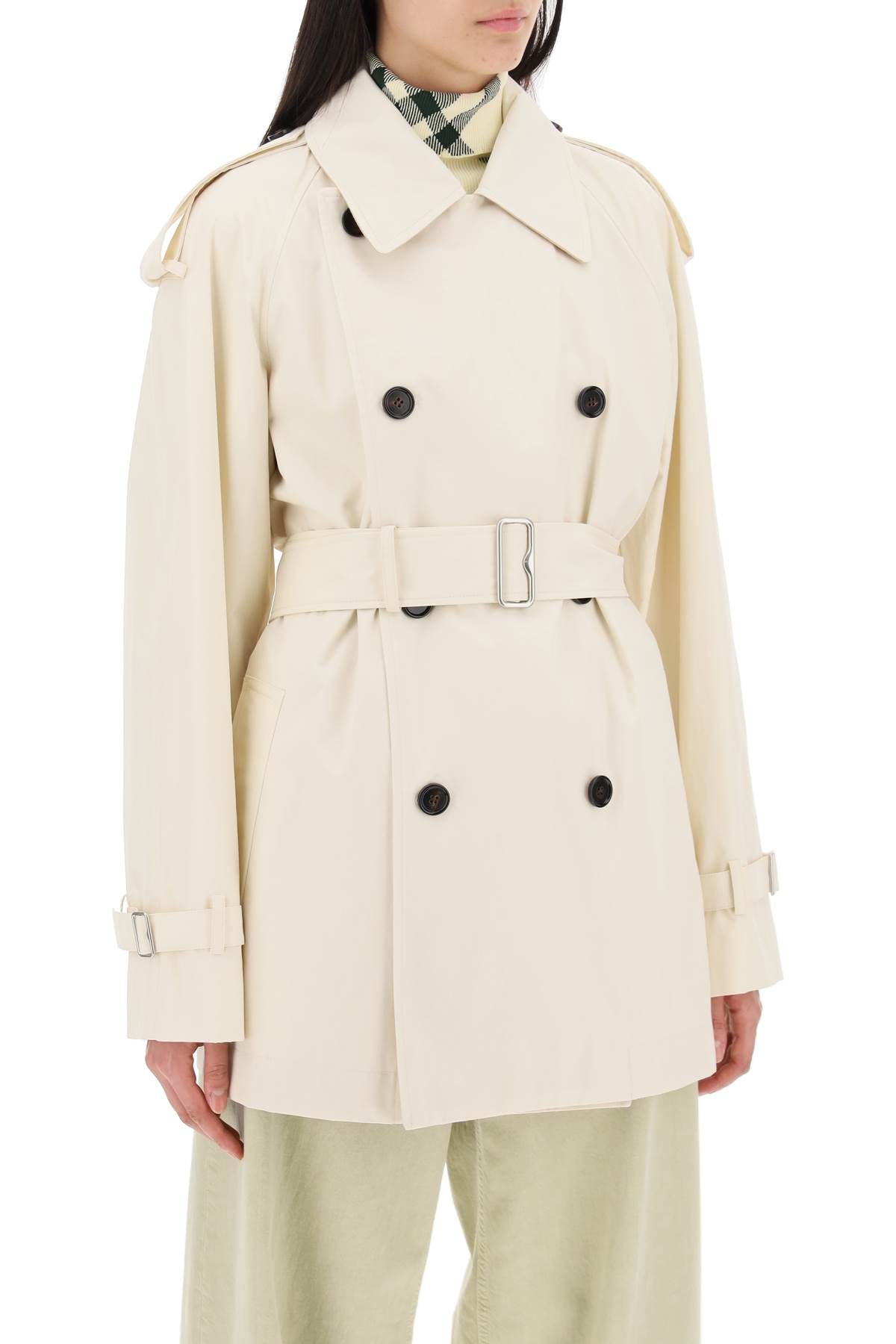 Shop Burberry Short Cotton Gabardine Trench Coat In White