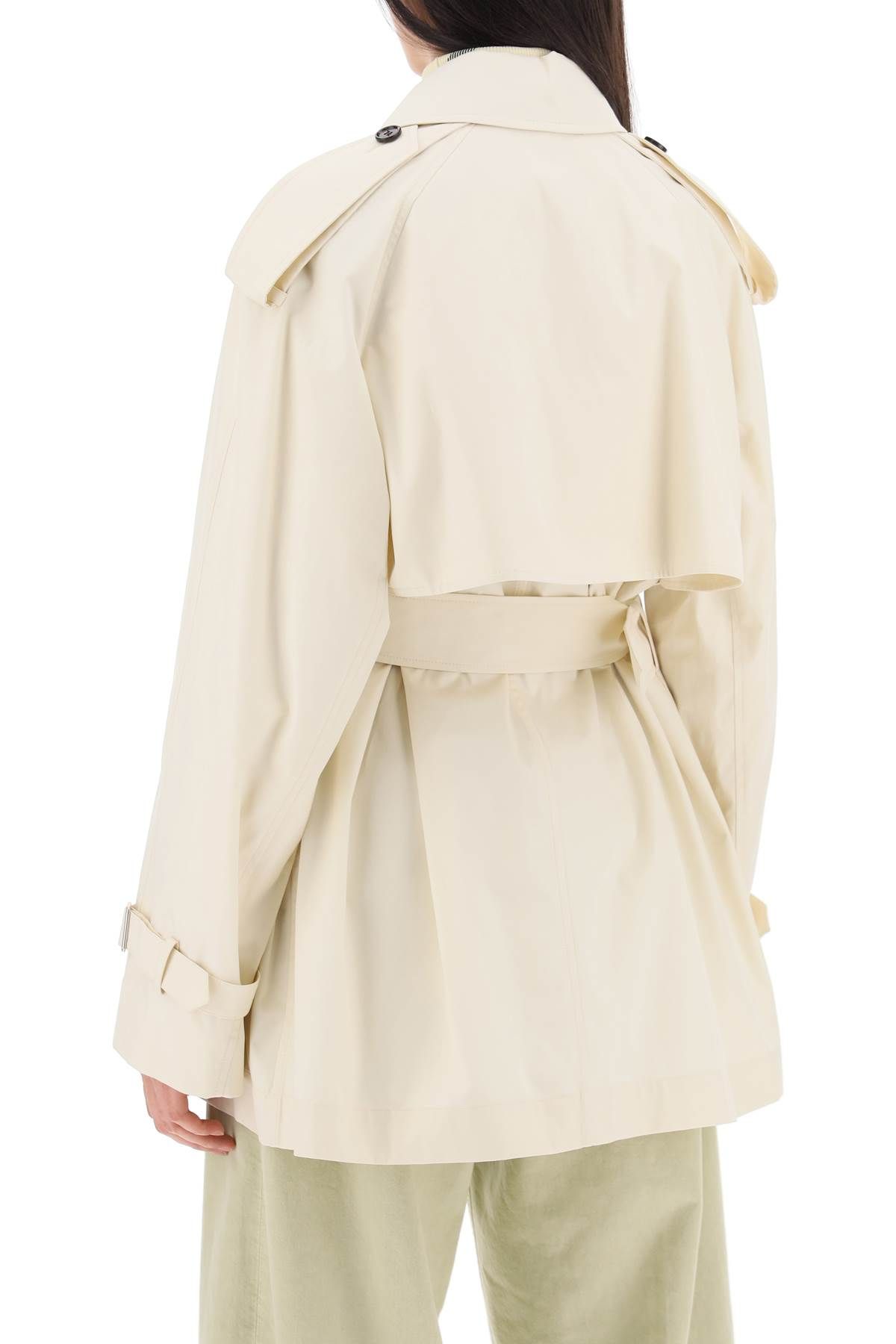 Shop Burberry Short Cotton Gabardine Trench Coat In White