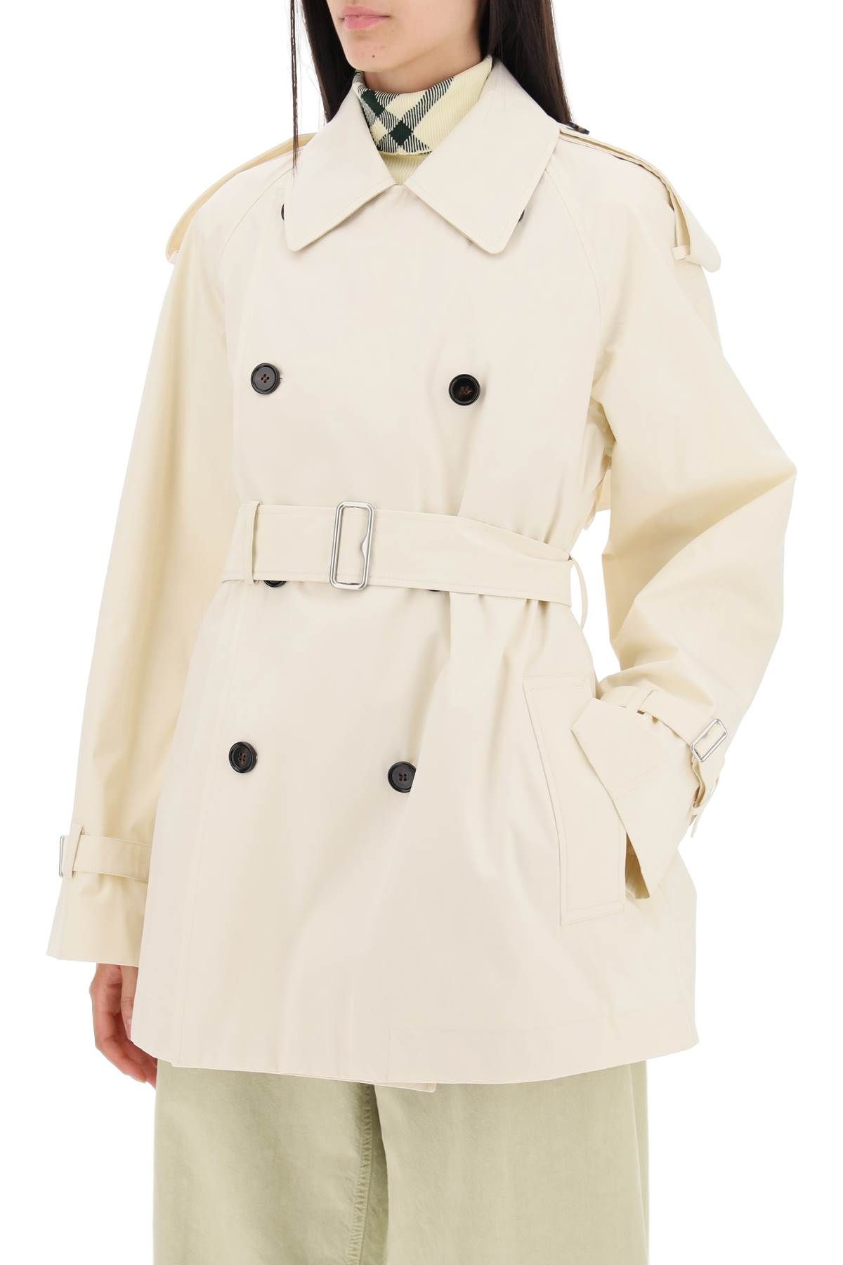 Shop Burberry Short Cotton Gabardine Trench Coat In White