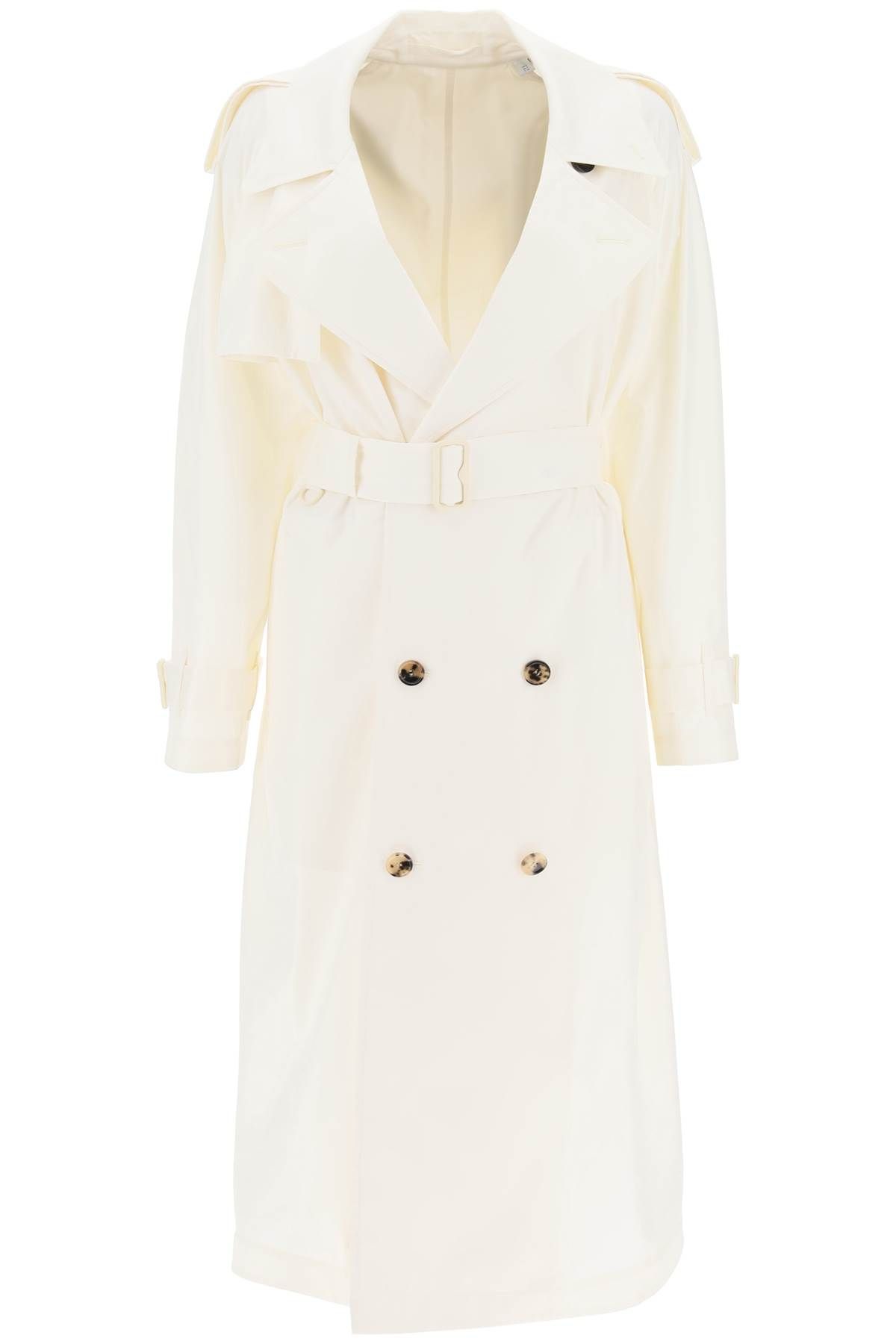 Shop Burberry Silk Trench Coat In White