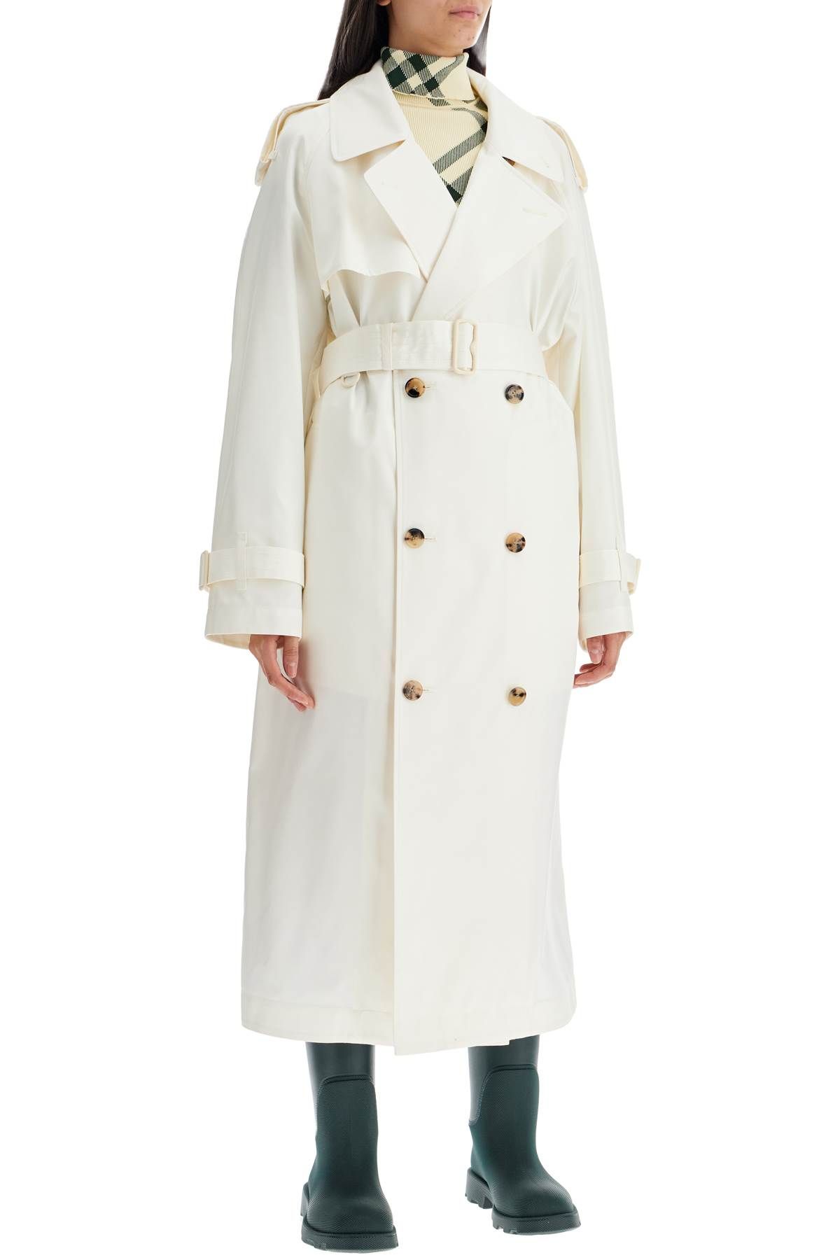 Shop Burberry Silk Trench Coat In White