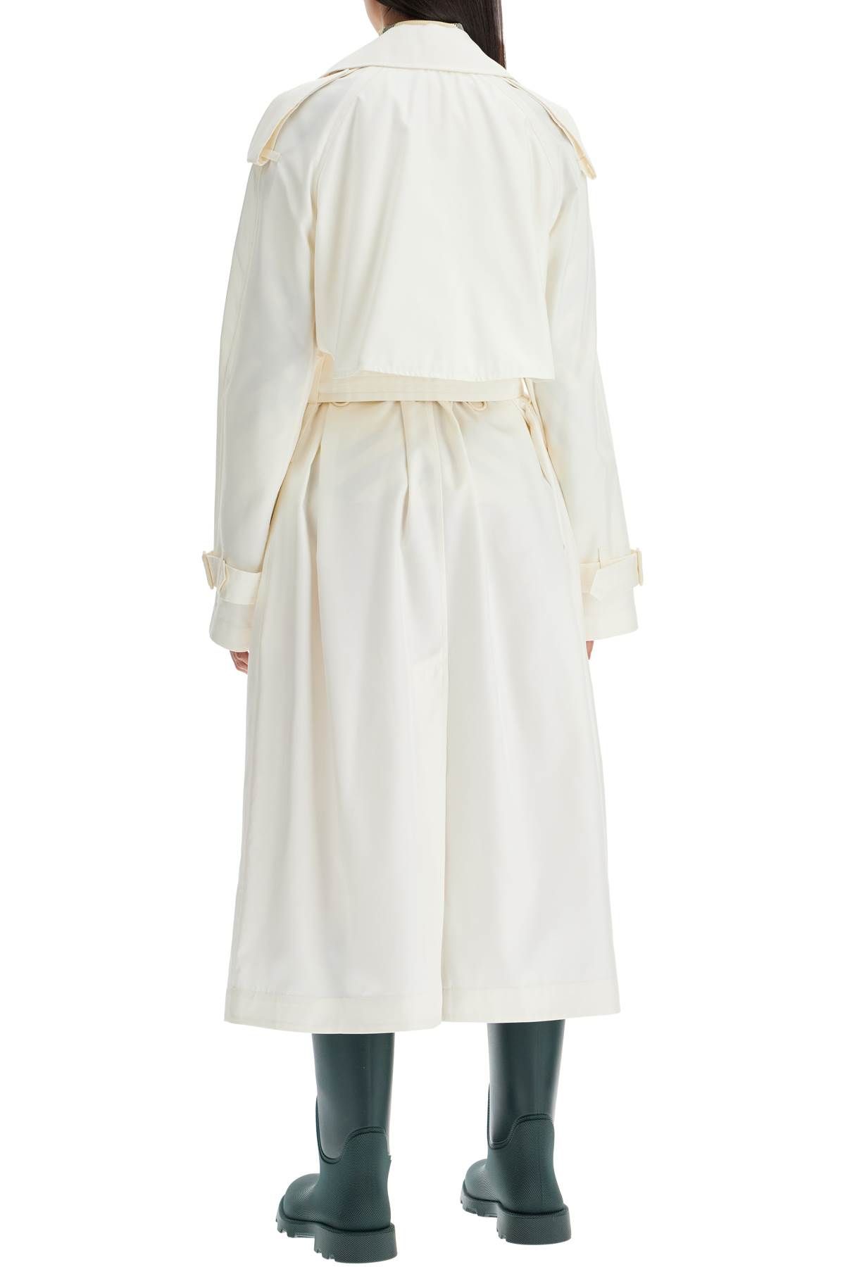 Shop Burberry Silk Trench Coat In White