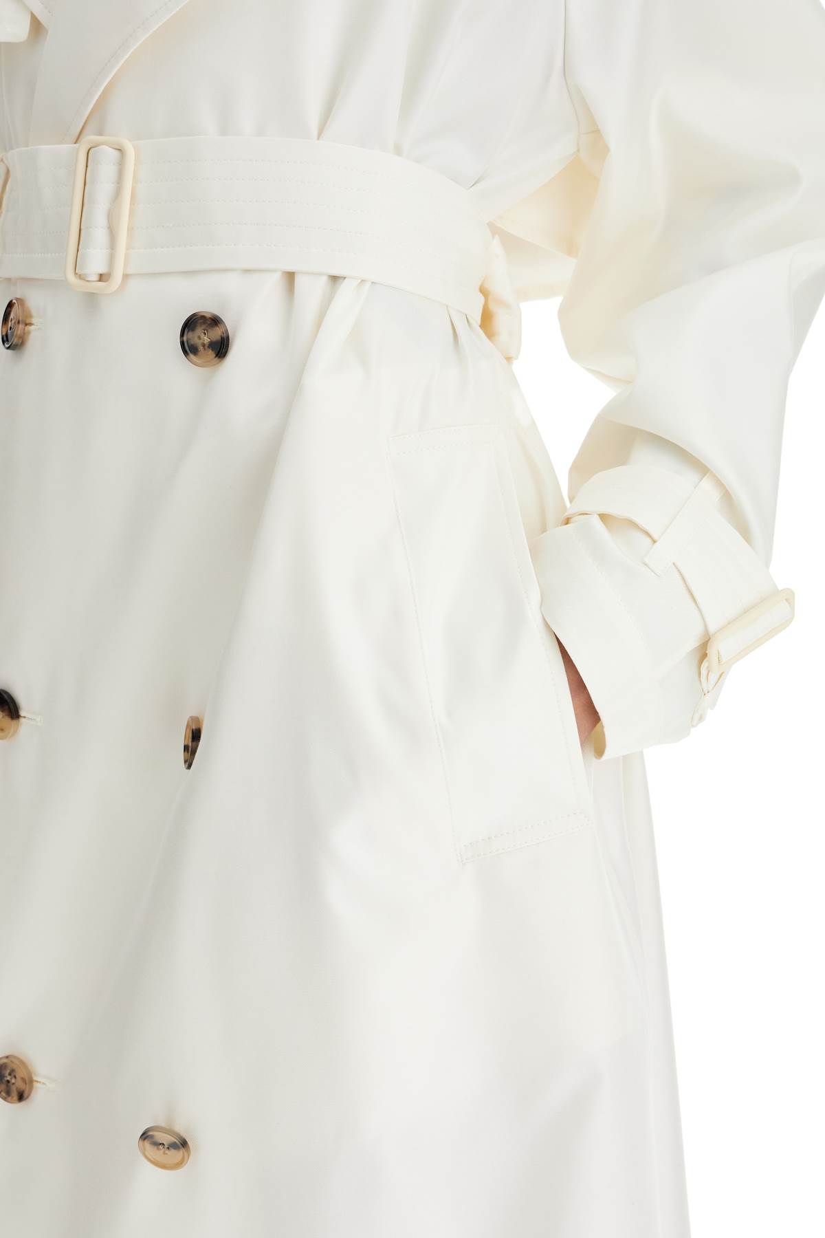 Shop Burberry Silk Trench Coat In White