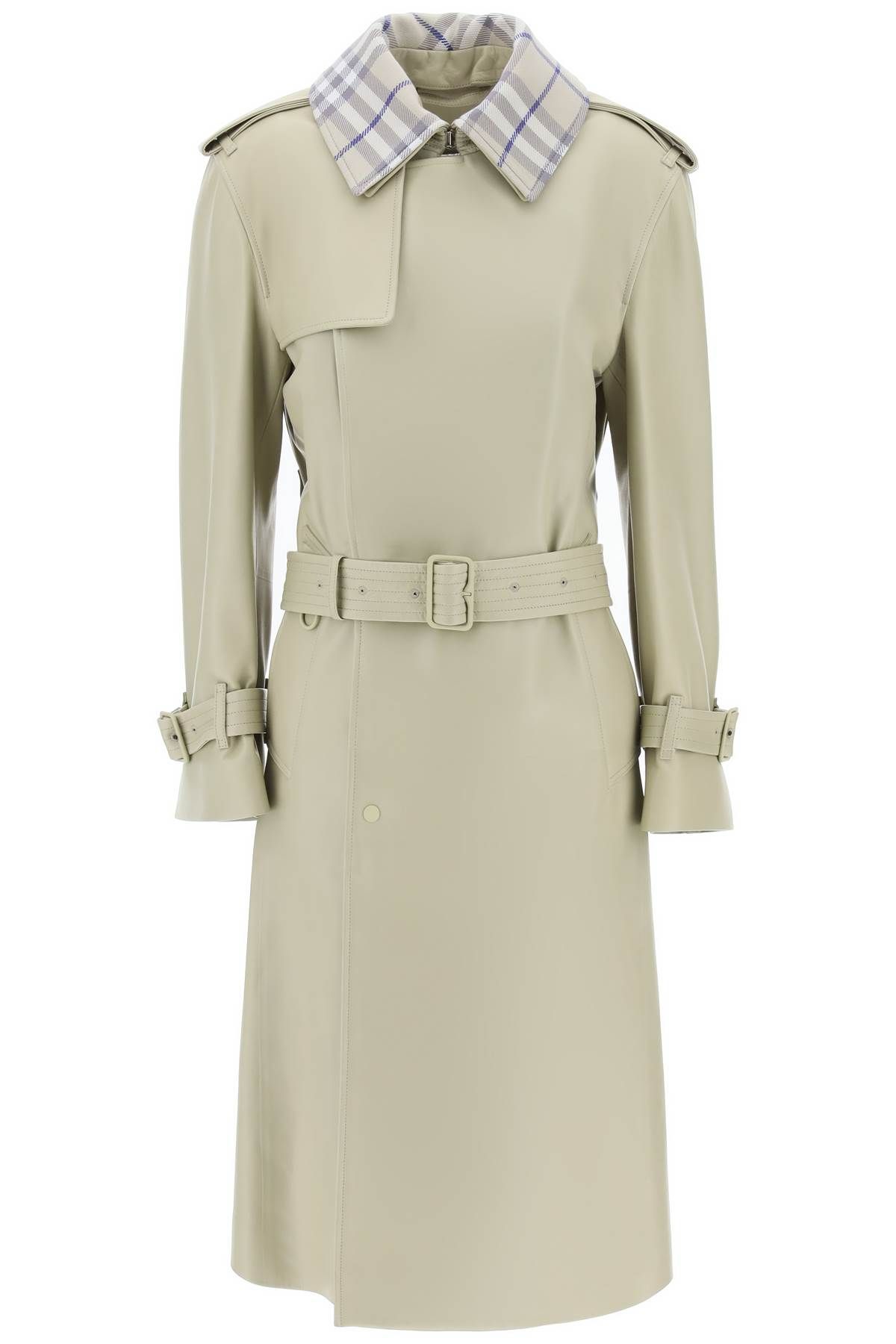 Shop Burberry Long Leather Trench Coat In Neutro
