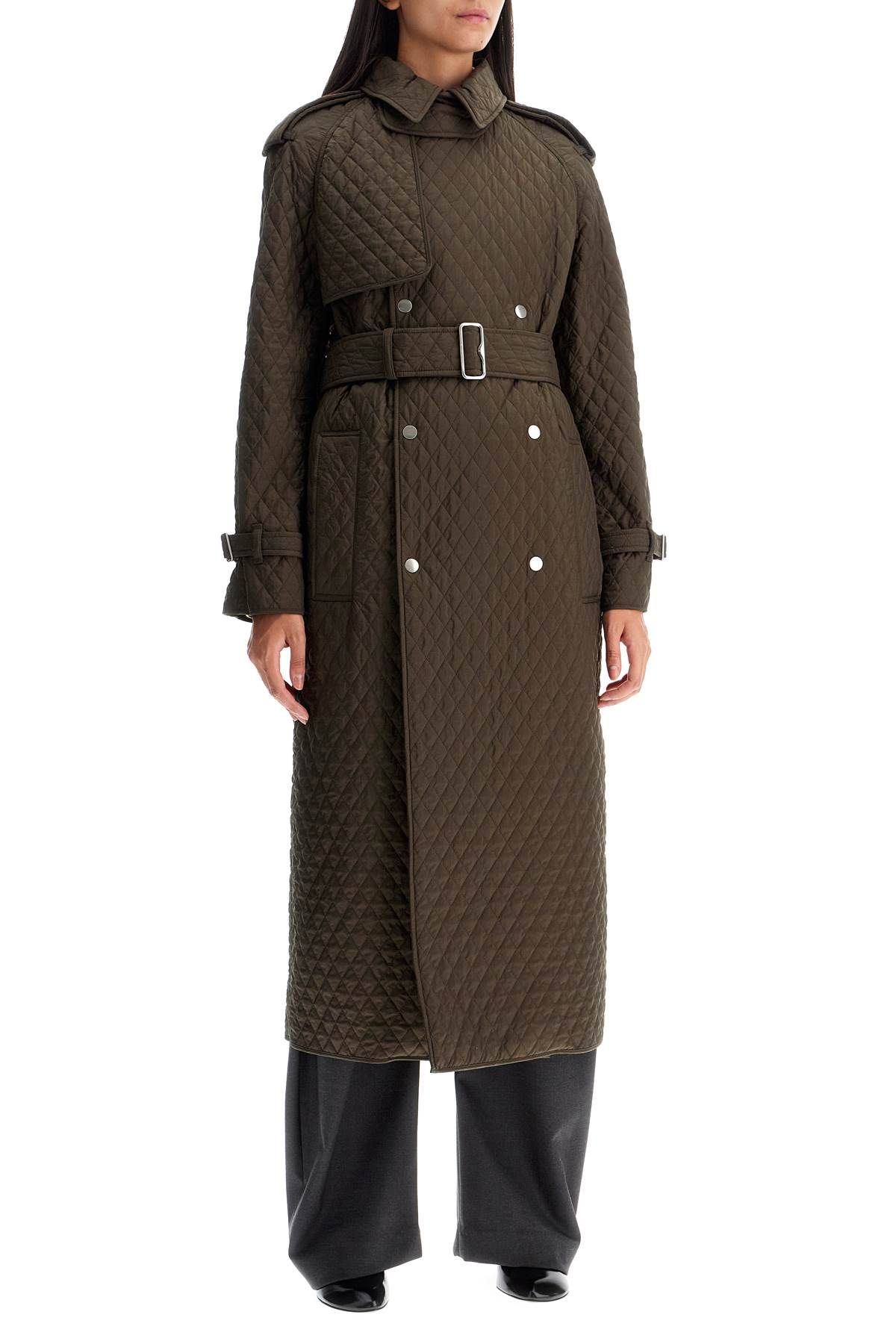 Shop Burberry Long Quilted Trench Coat In Khaki