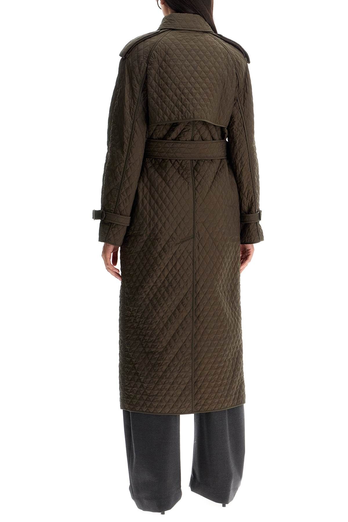 Shop Burberry Long Quilted Trench Coat In Khaki