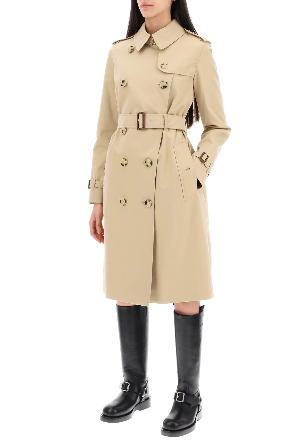 Shop Burberry Mid-length Kensington Heritage Trench Coat In Beige