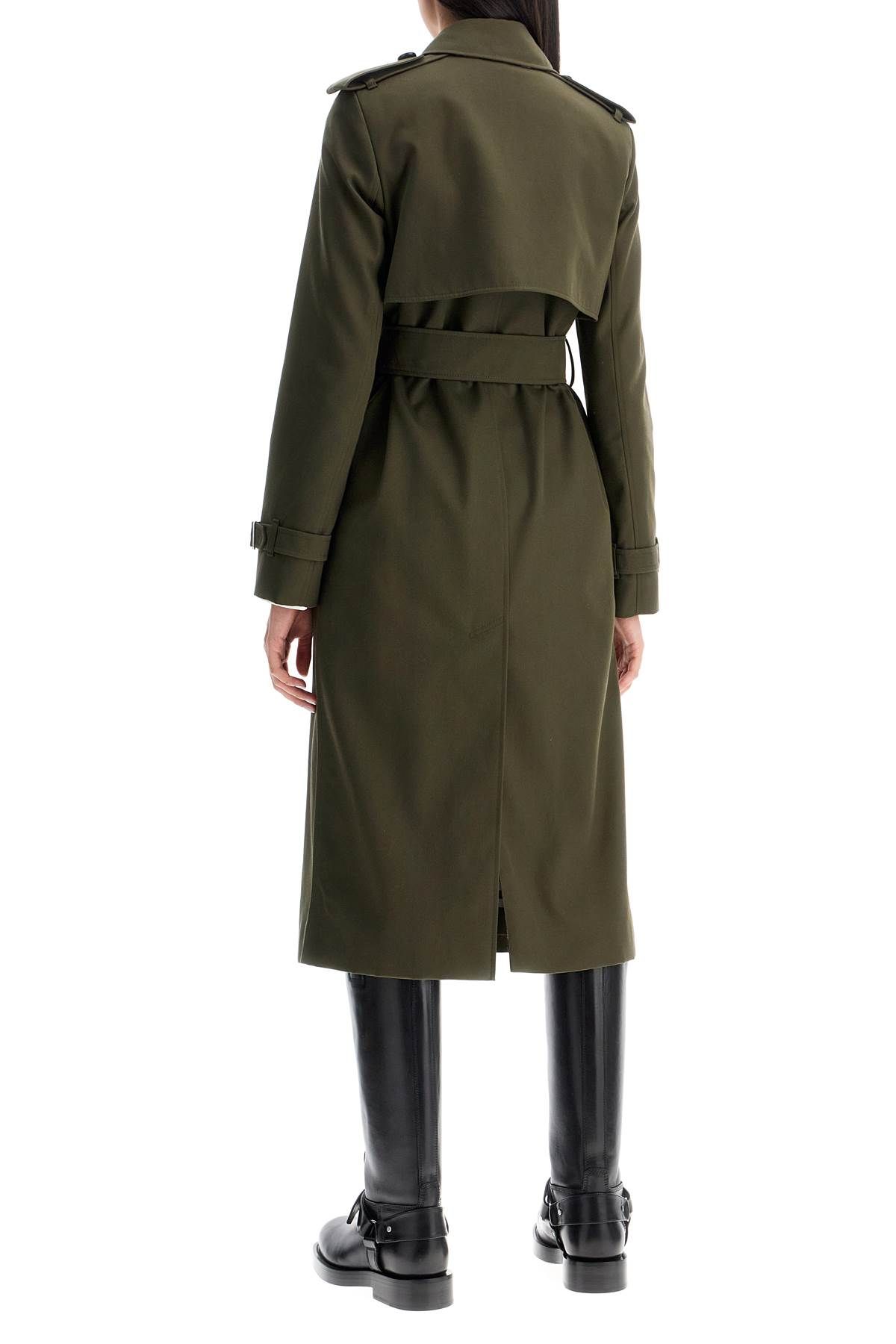 Shop Burberry Double-breasted Trench Coat With In Khaki