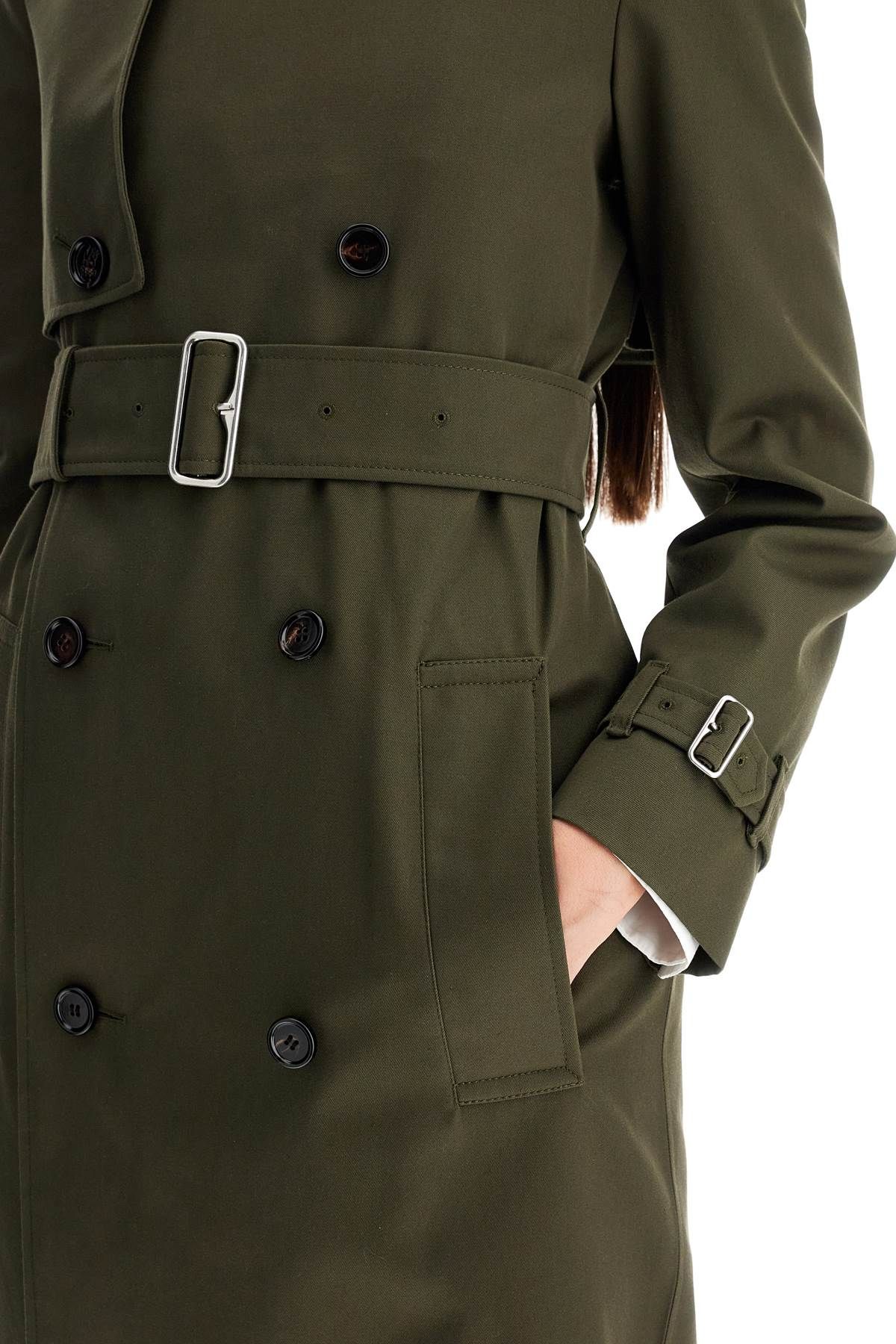 Shop Burberry Double-breasted Trench Coat With In Khaki