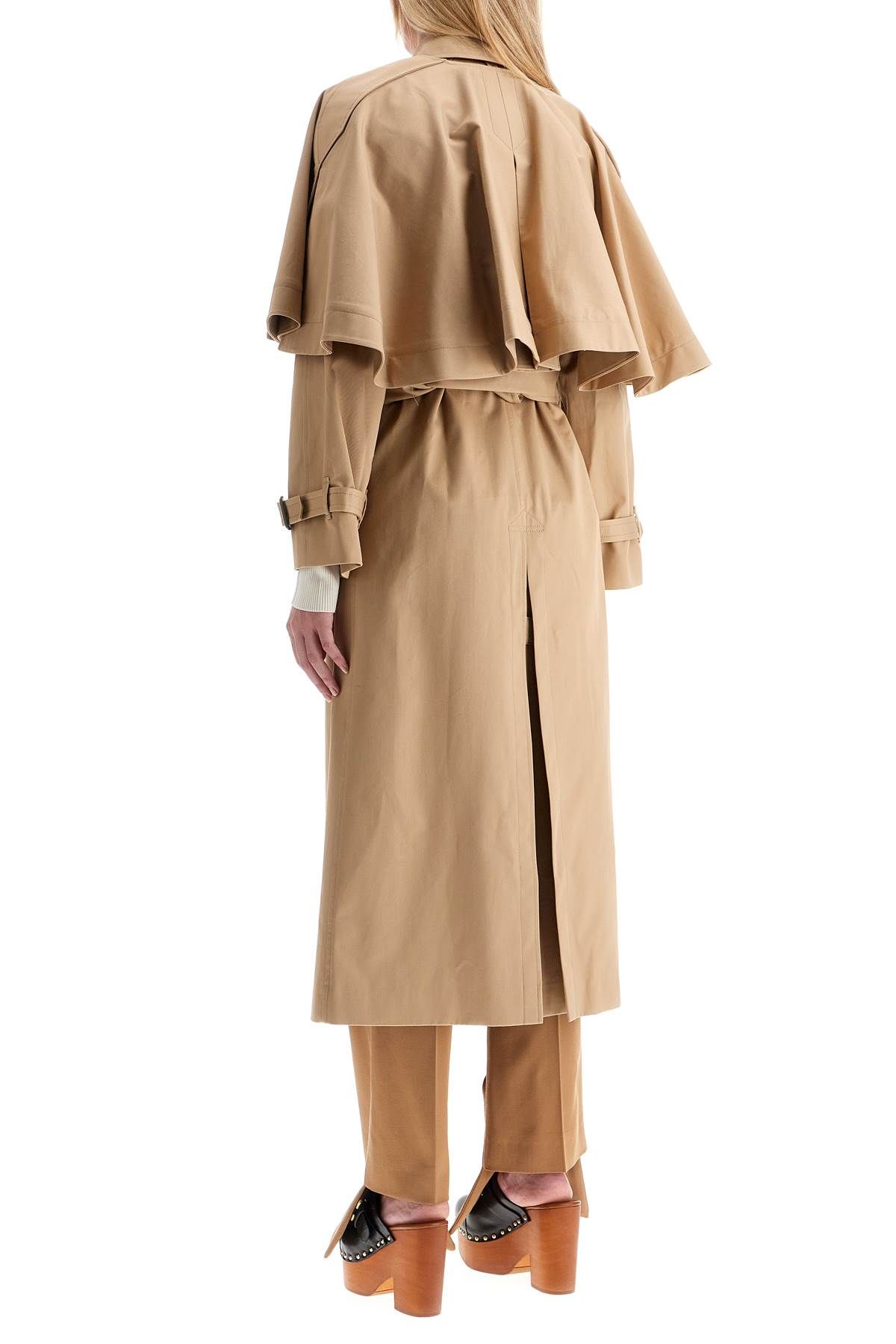 Shop Chloé Trench Coat With Removable Cape In Beige