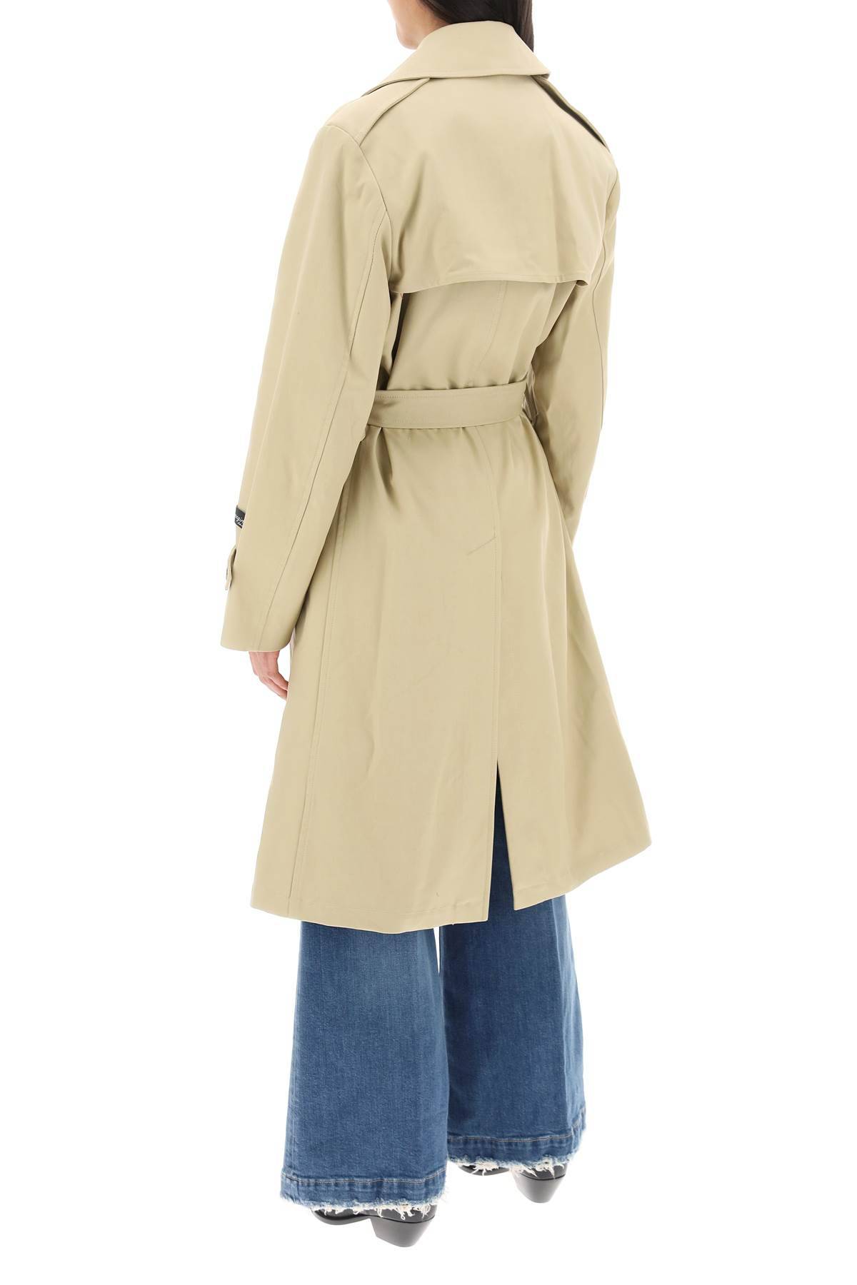 Shop Homme Girls Cotton Double-breasted Trench Coat In Beige,neutro