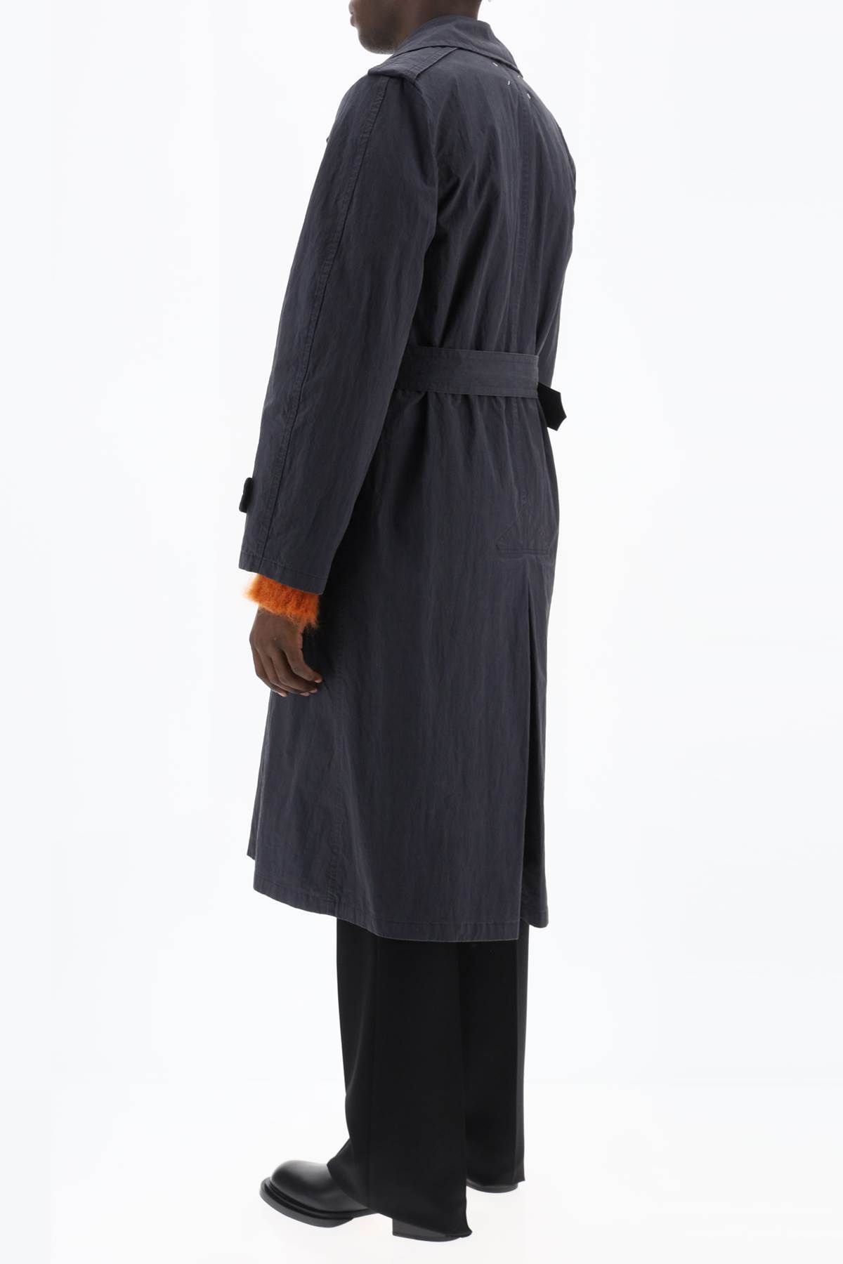 Shop Maison Margiela Double-breasted Trench Coat In Cotton In Blue