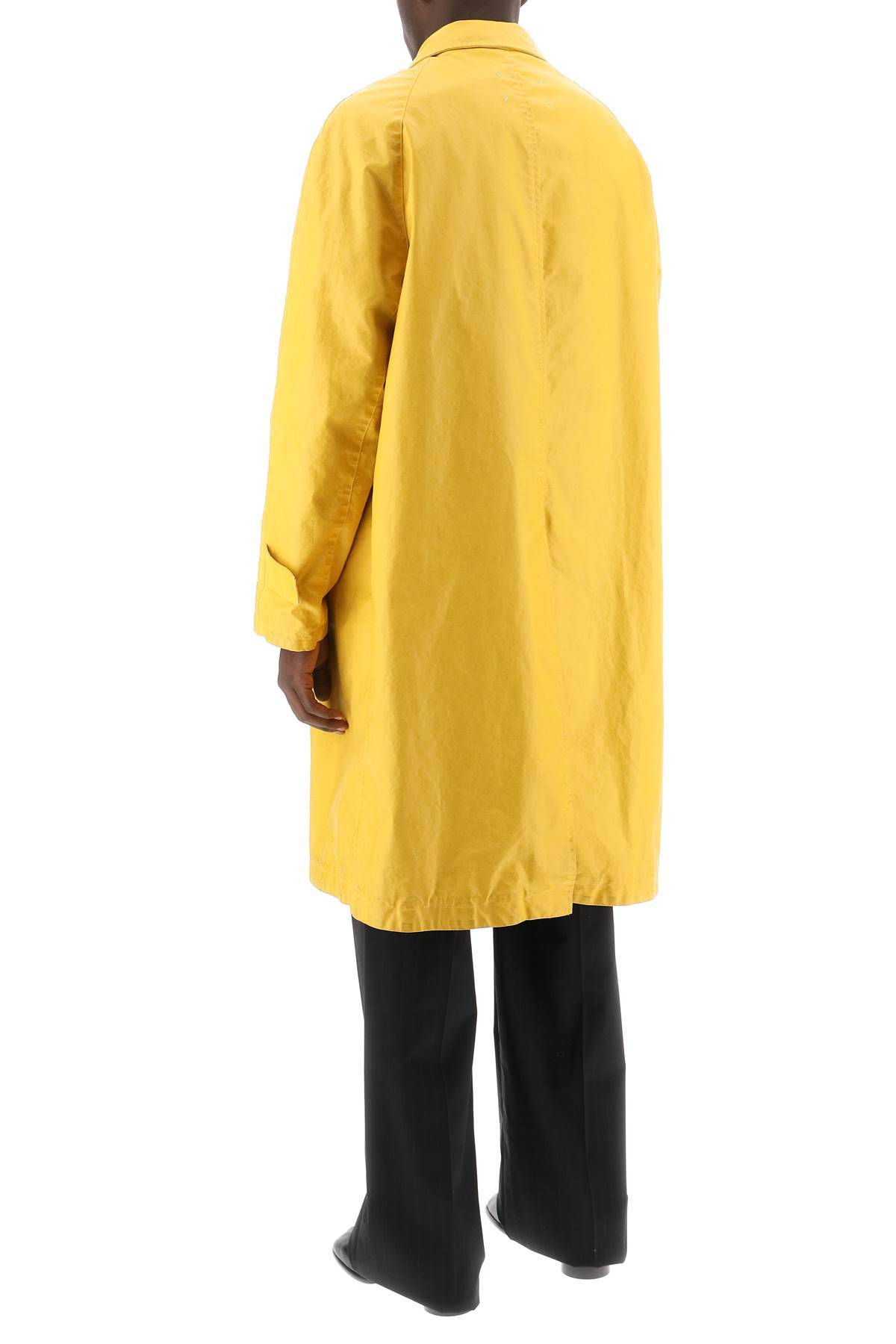 Shop Maison Margiela Trench Coat In Worn-out Effect Coated Cotton In Yellow