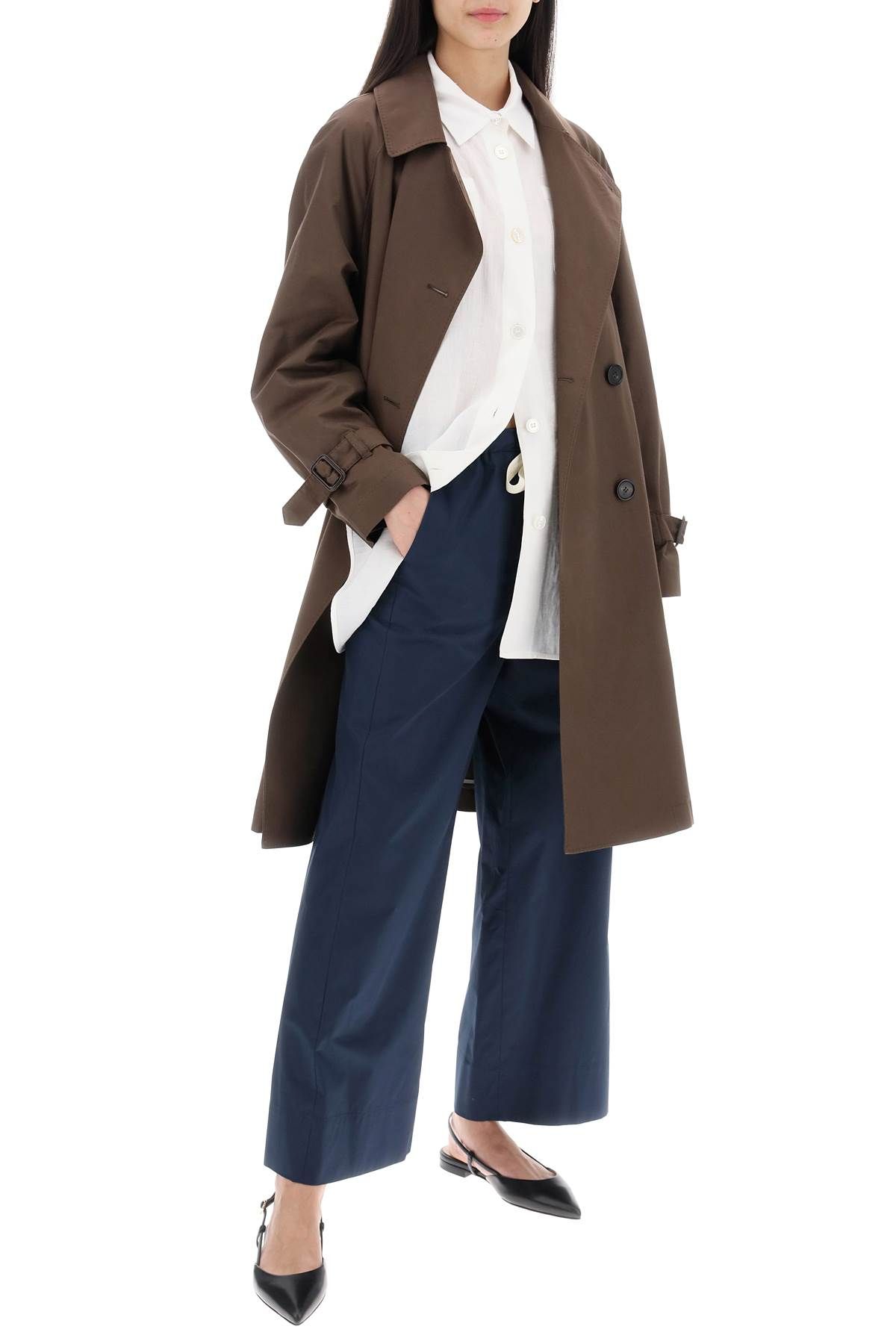 Shop Max Mara The Cube Double-breasted Midi Trench Coat In Brown