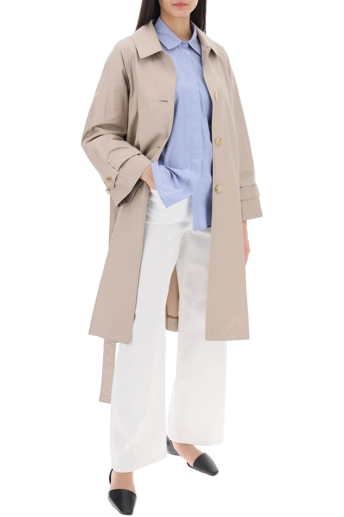 Shop Max Mara The Cube Single-breasted Trench Coat In Water-resistant Twill In Beige