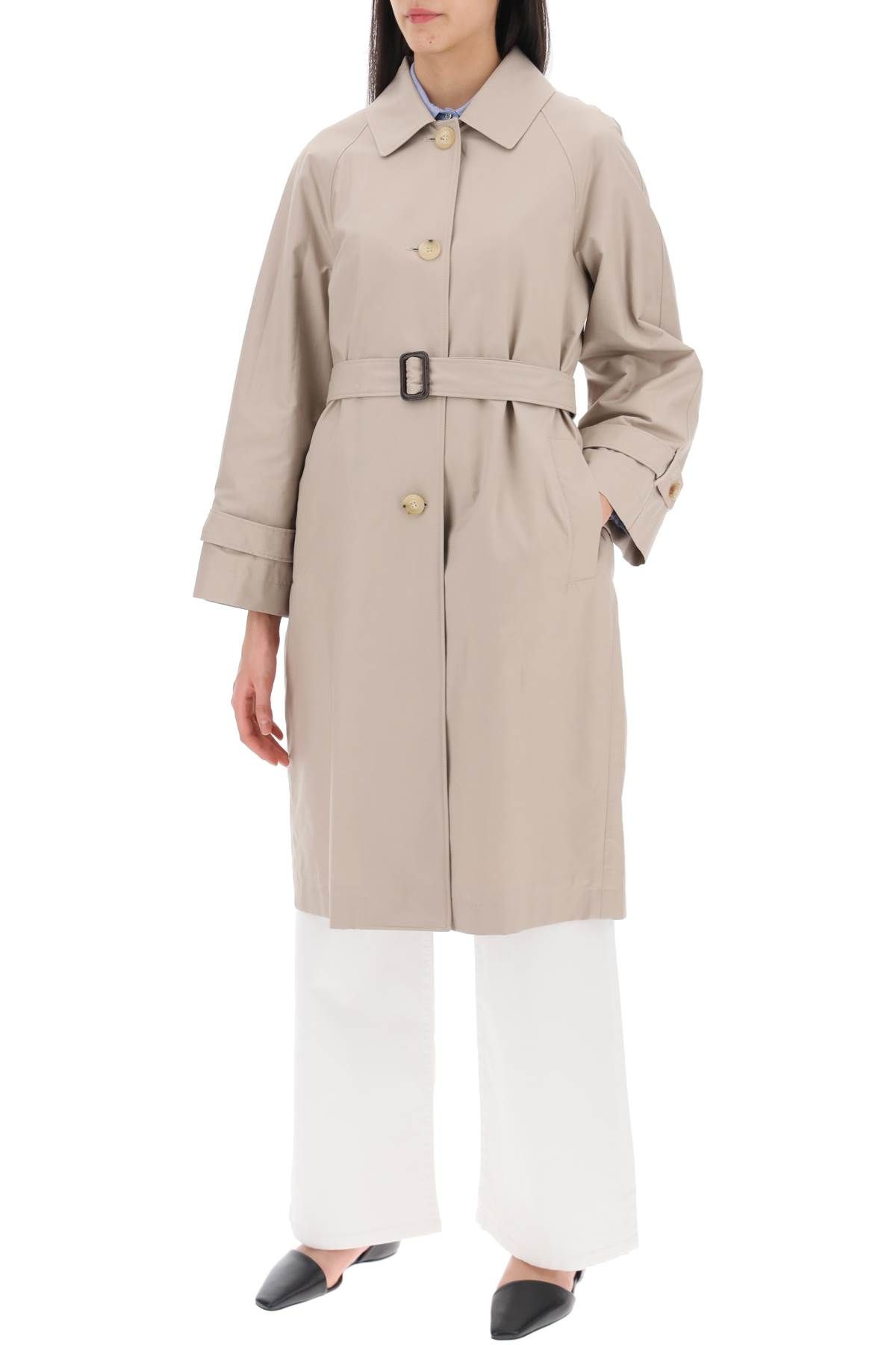 Shop Max Mara The Cube Single-breasted Trench Coat In Water-resistant Twill In Beige