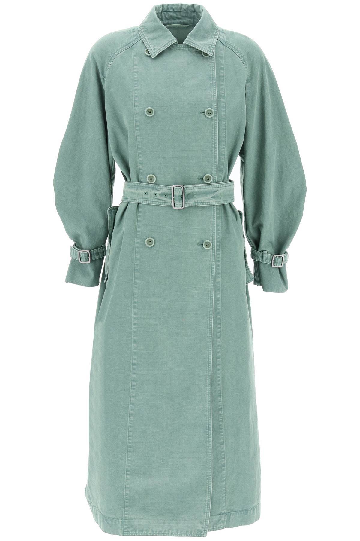 Shop Max Mara "oversized Canvas Trench In Green