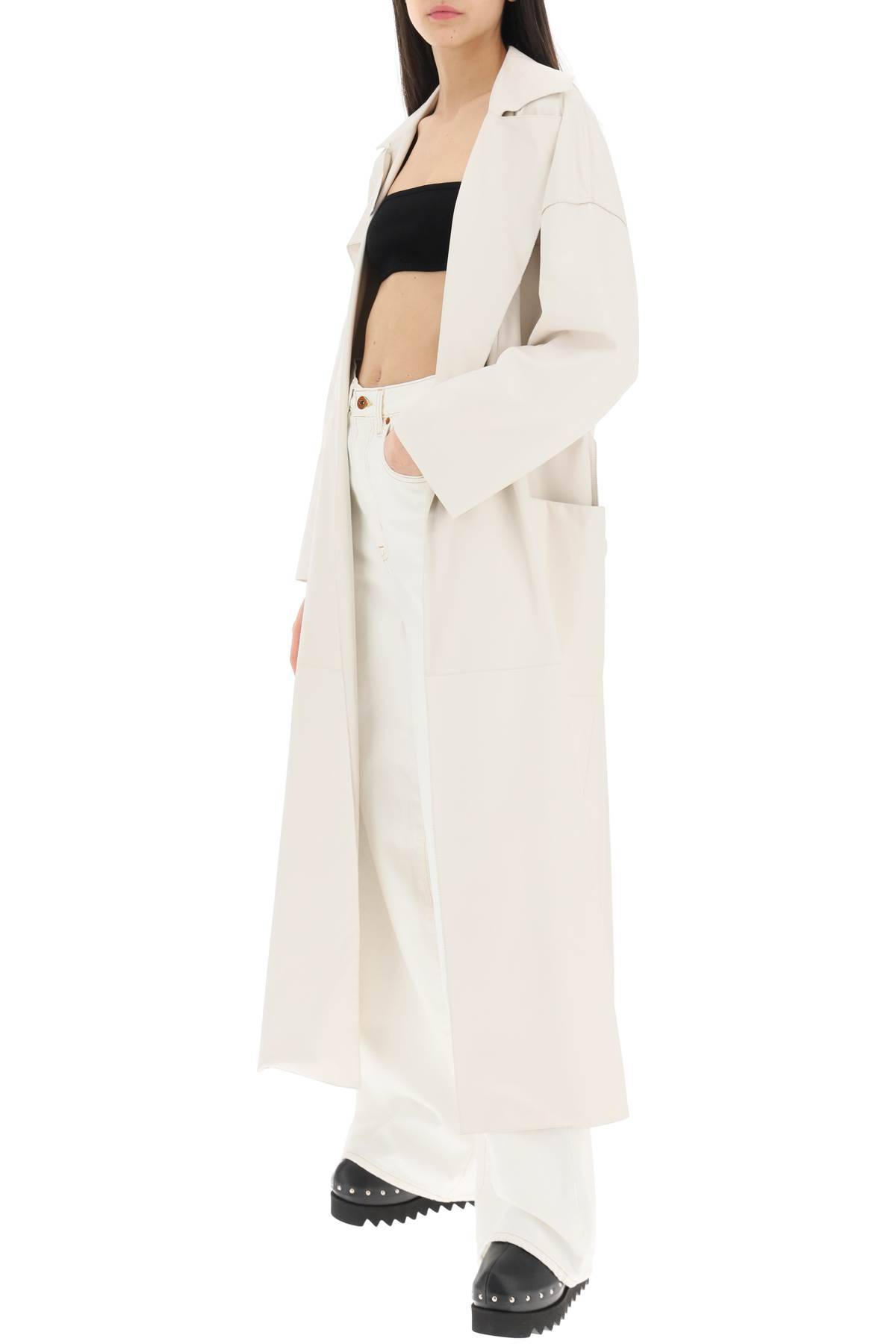 Shop Max Mara 'amica' Long Leather Trench Coat In White