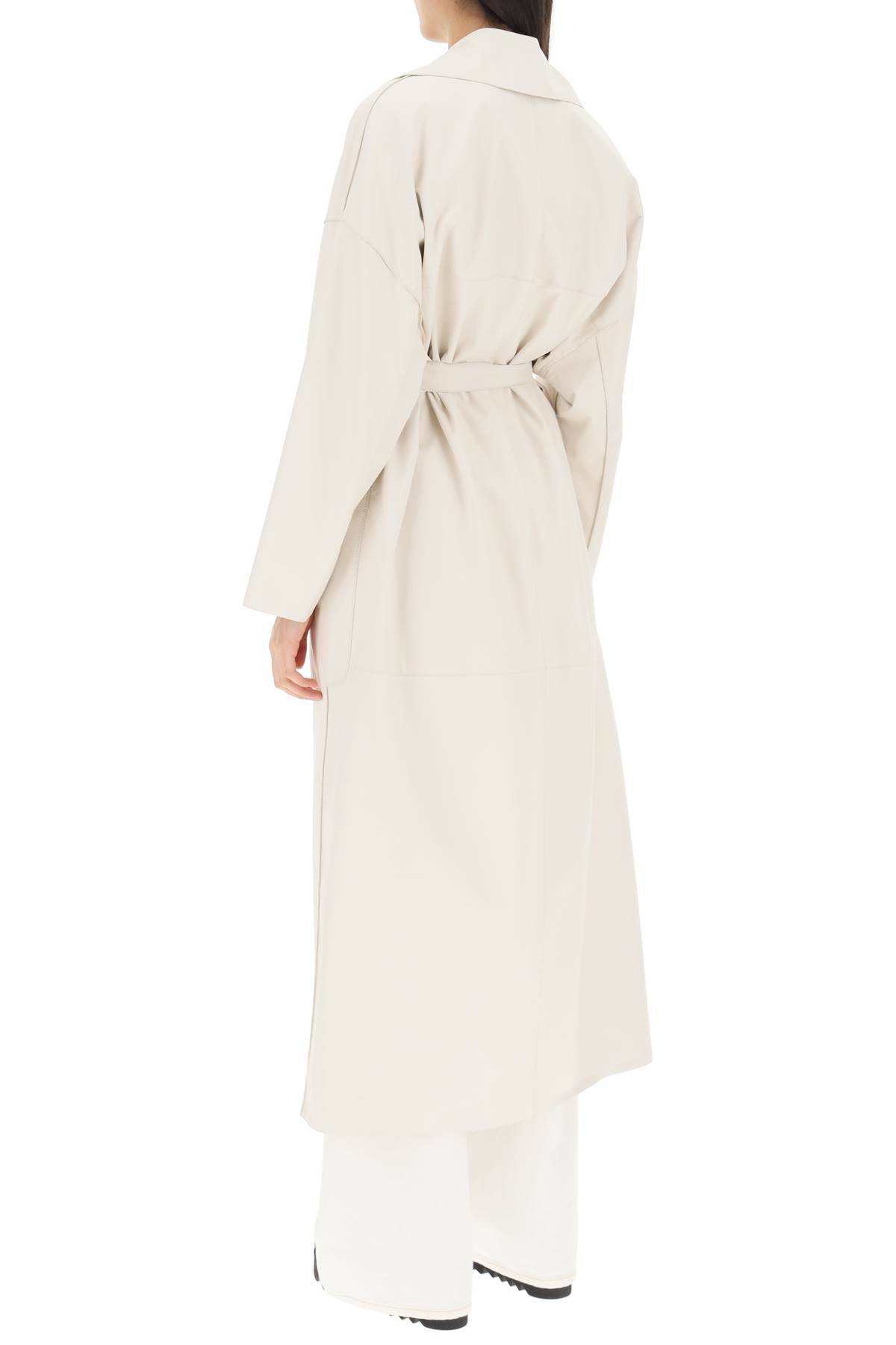 Shop Max Mara 'amica' Long Leather Trench Coat In White