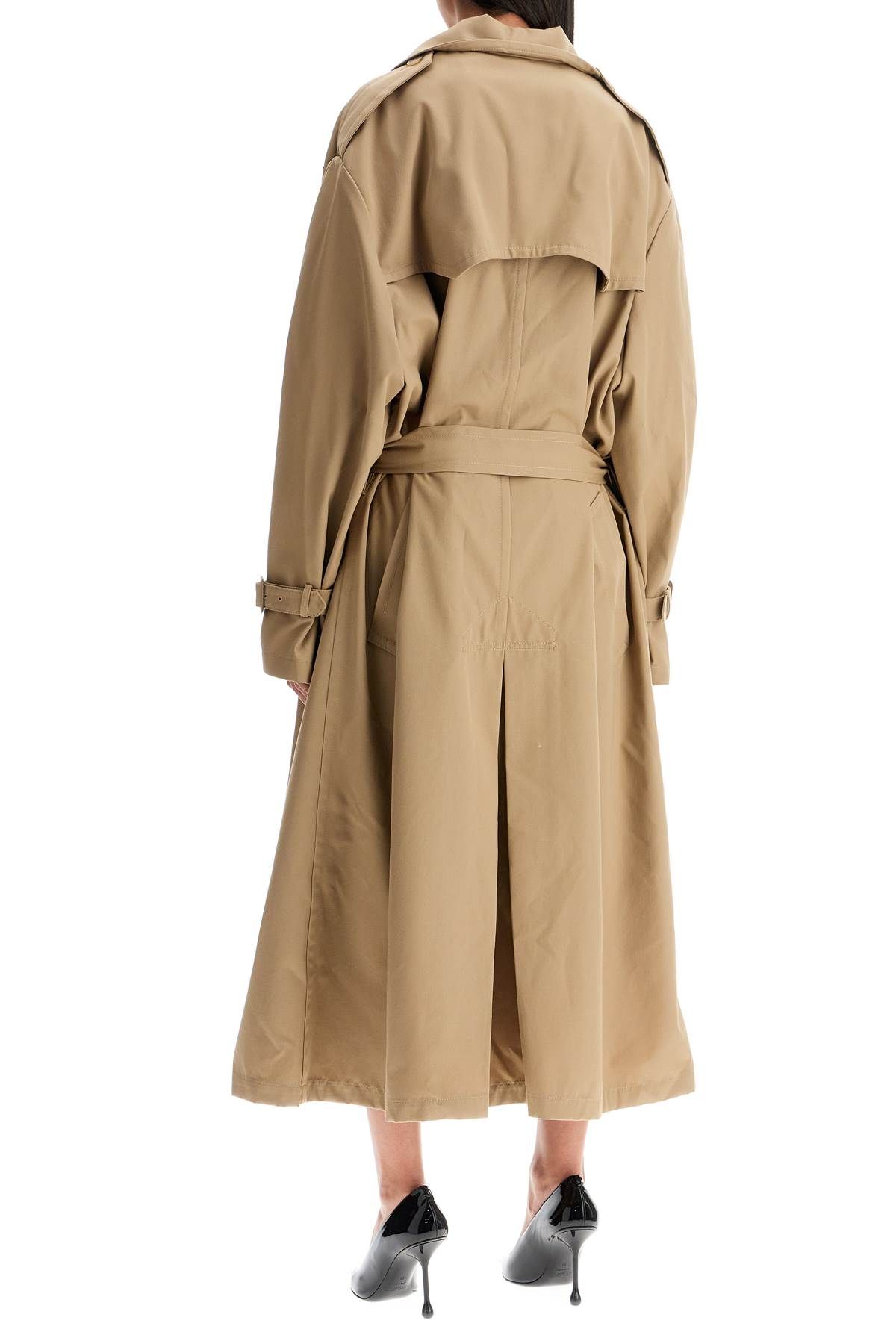 Shop Moschino Double-breasted Trench Coat With In Beige