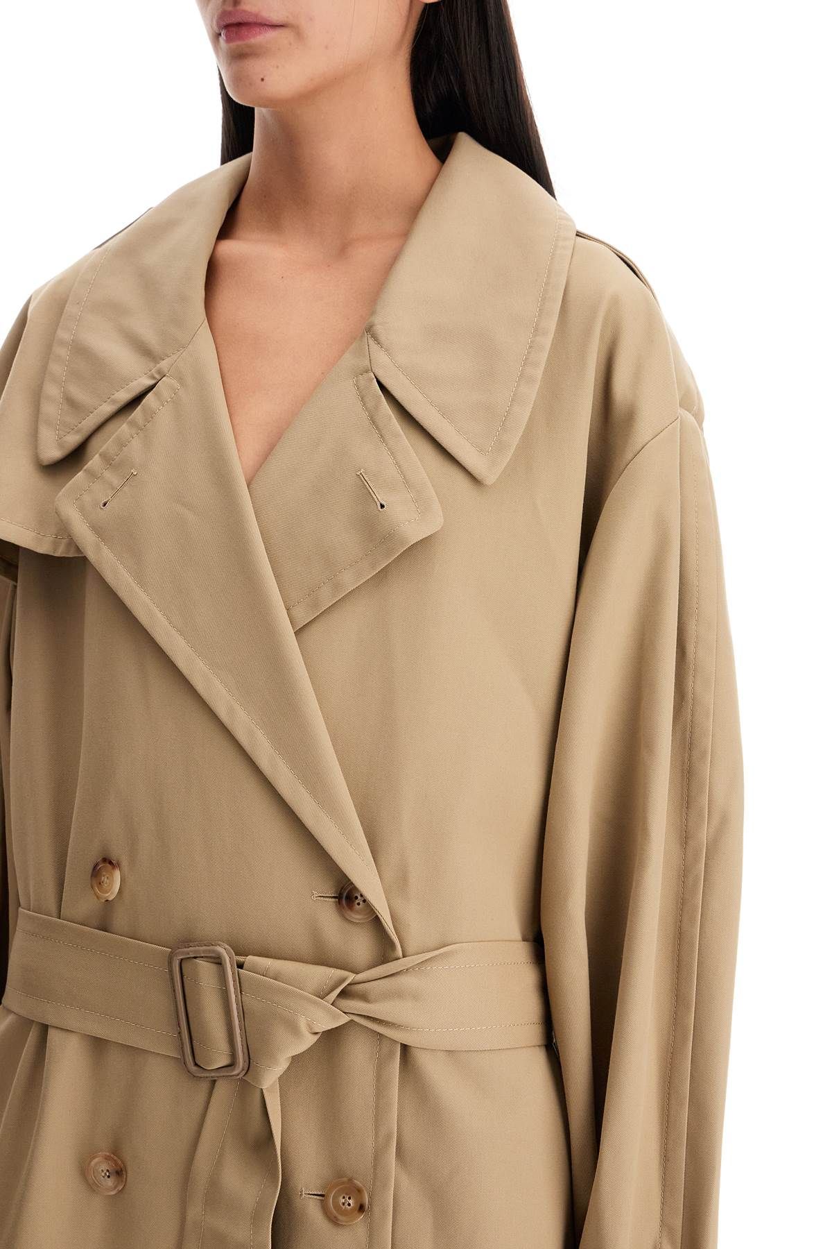 Shop Moschino Double-breasted Trench Coat With In Beige