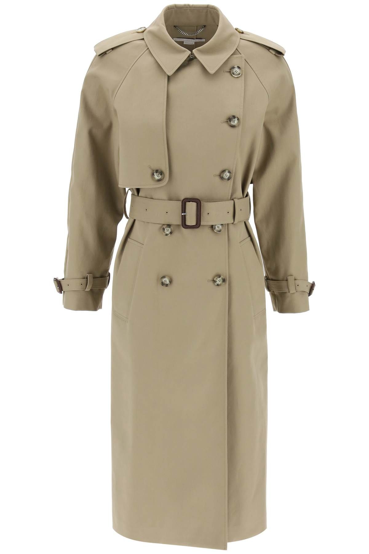 Shop Stella Mccartney Sustainable Cotton Double-breasted Trench In Khaki