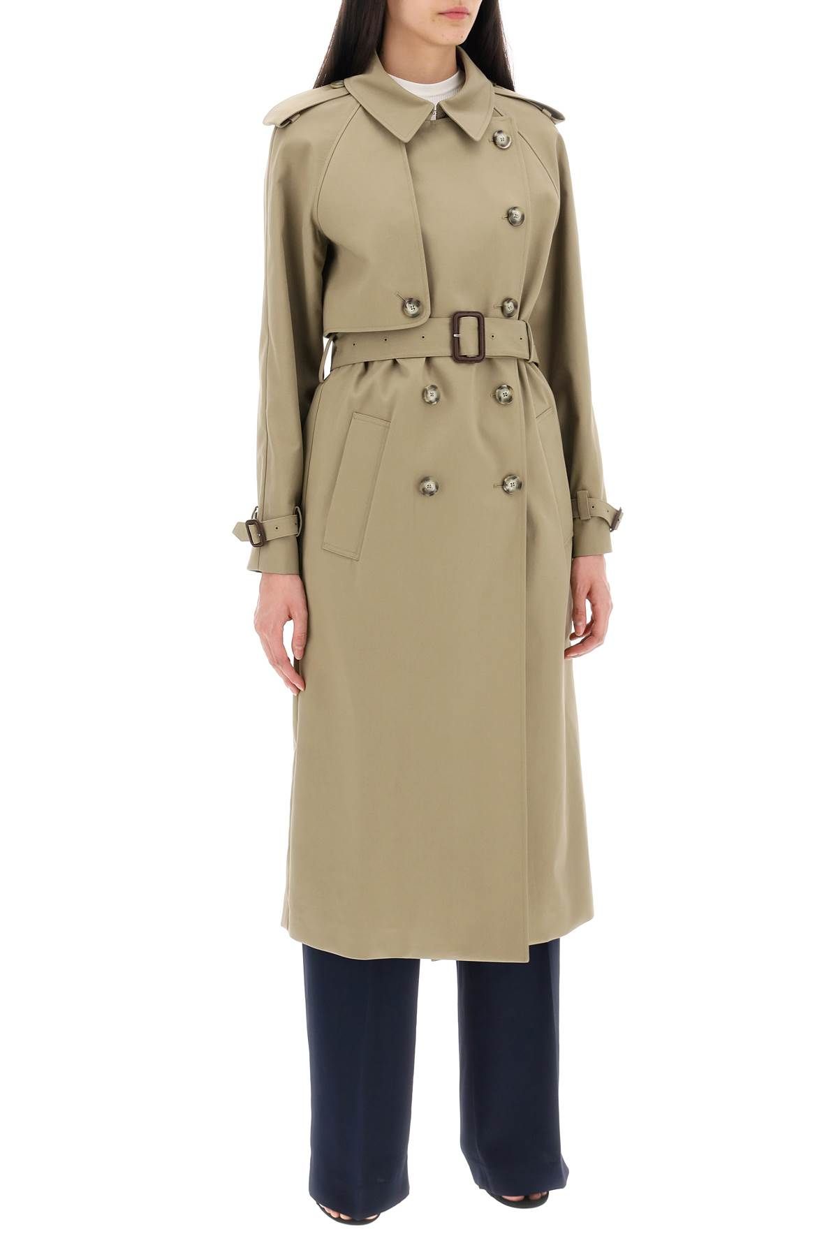 Shop Stella Mccartney Sustainable Cotton Double-breasted Trench In Khaki