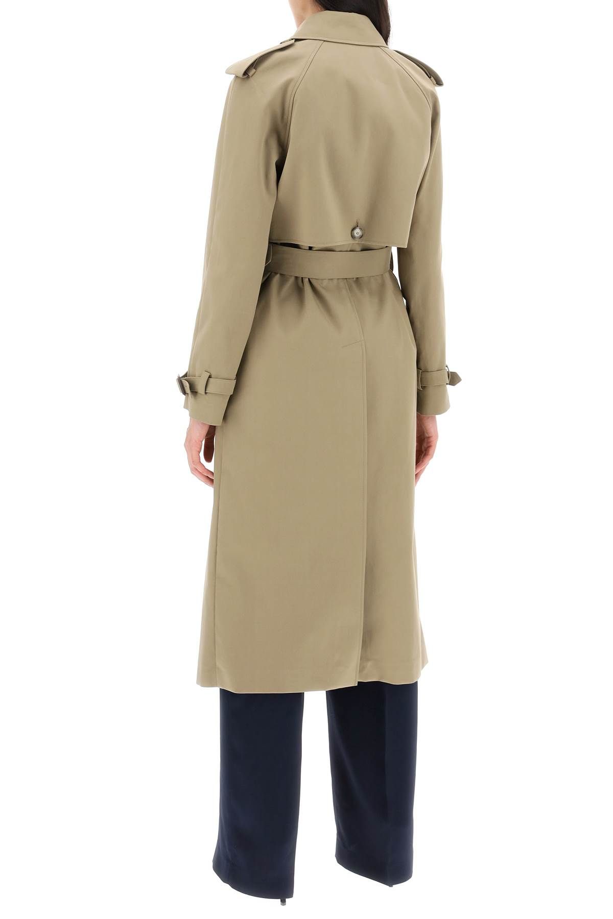 Shop Stella Mccartney Sustainable Cotton Double-breasted Trench In Khaki