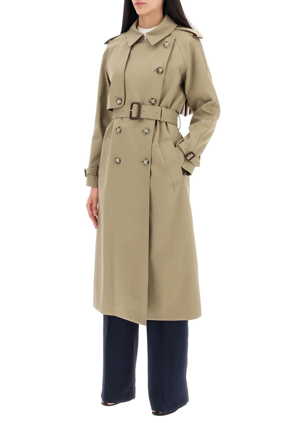 Shop Stella Mccartney Sustainable Cotton Double-breasted Trench In Khaki