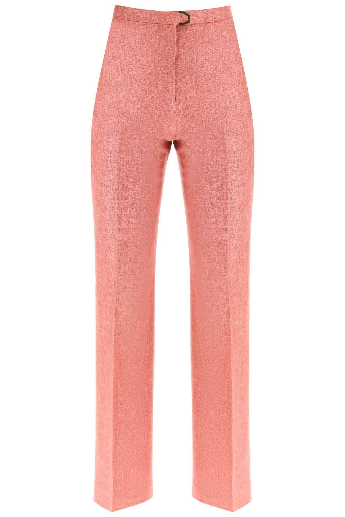Shop Agnona Silk, Wool And Linen Trousers In Pink