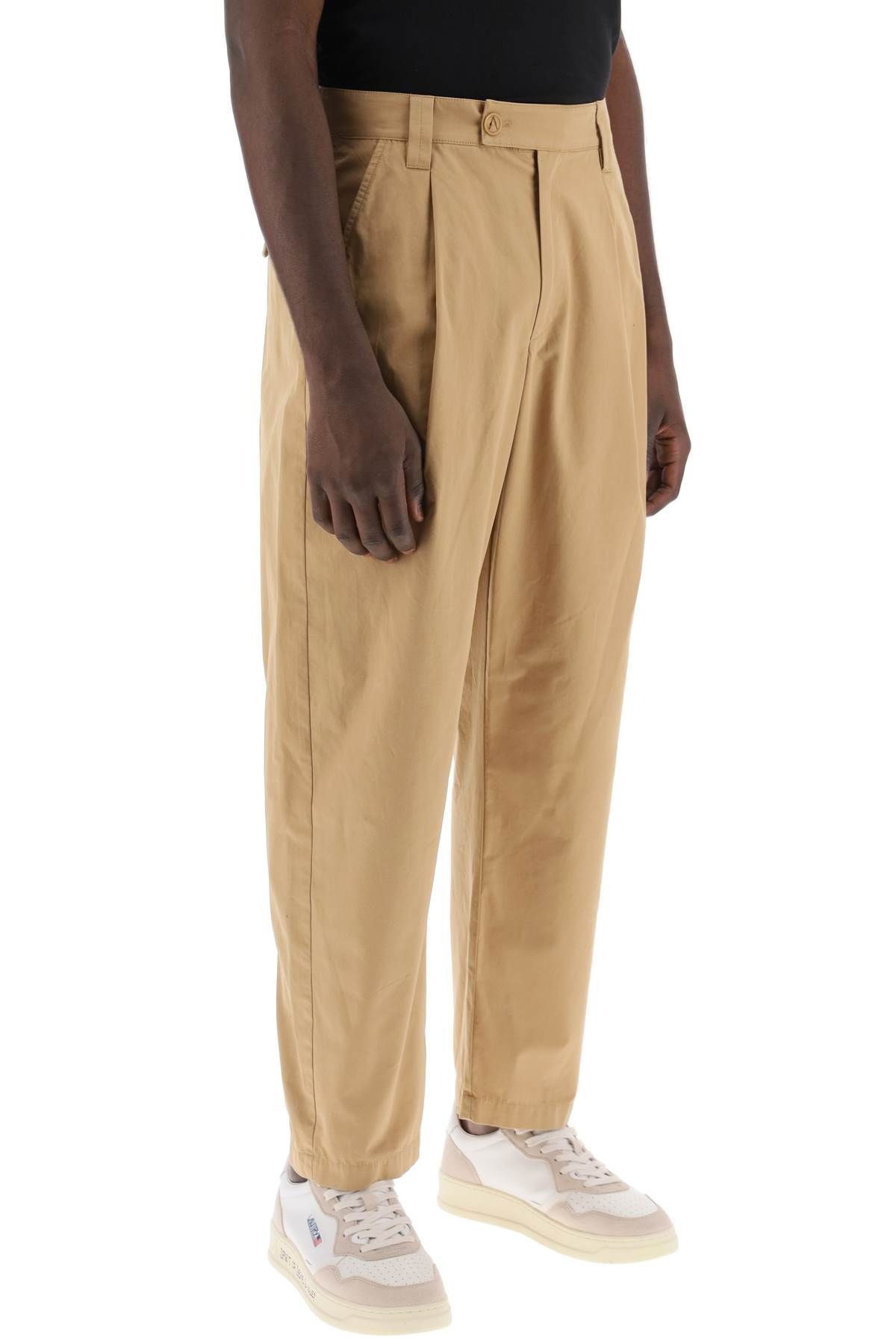 Shop Apc Renato Loose Pants With Pleats In Beige
