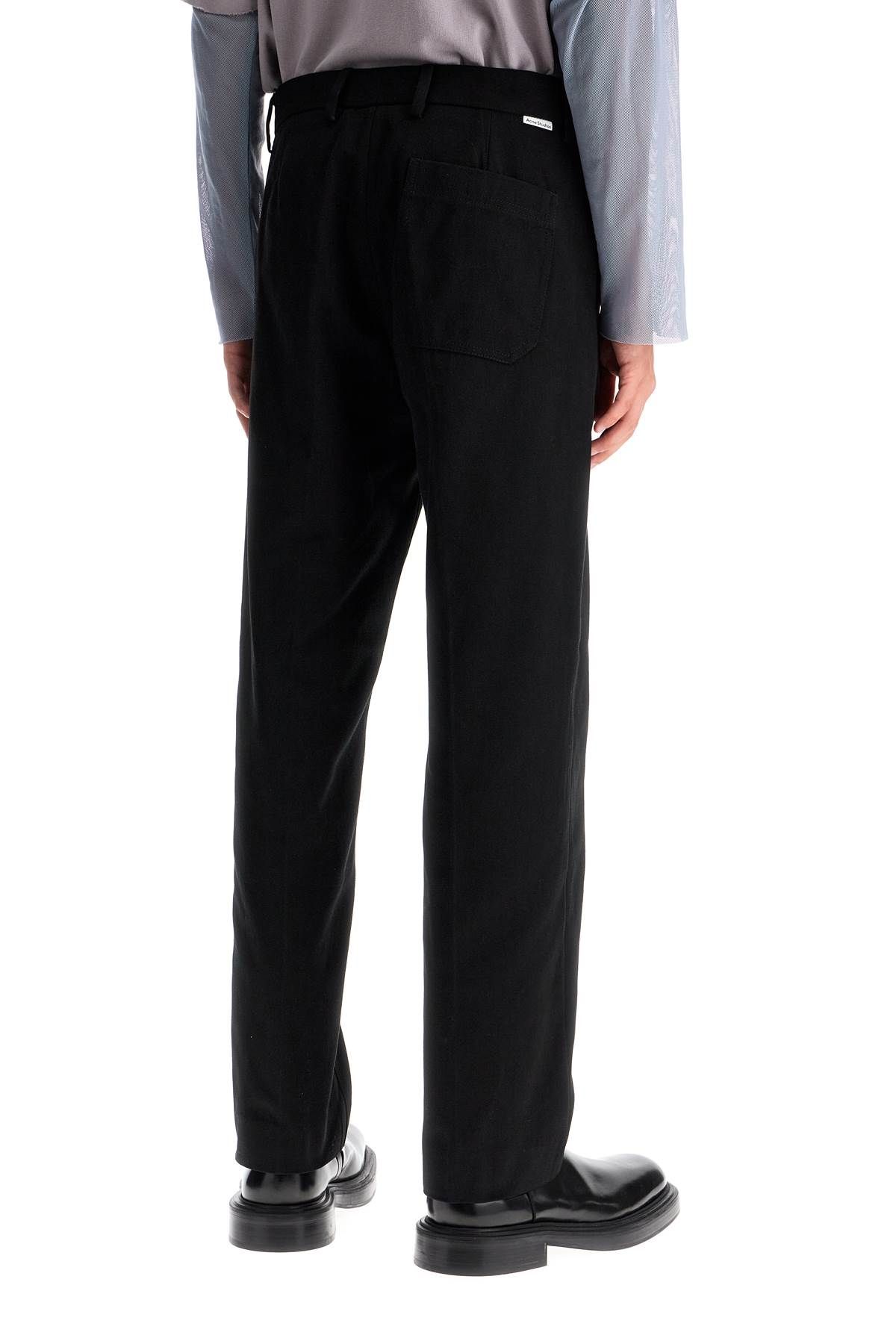 Shop Acne Studios Straight Leg Twill Trousers In Nine Words In Black