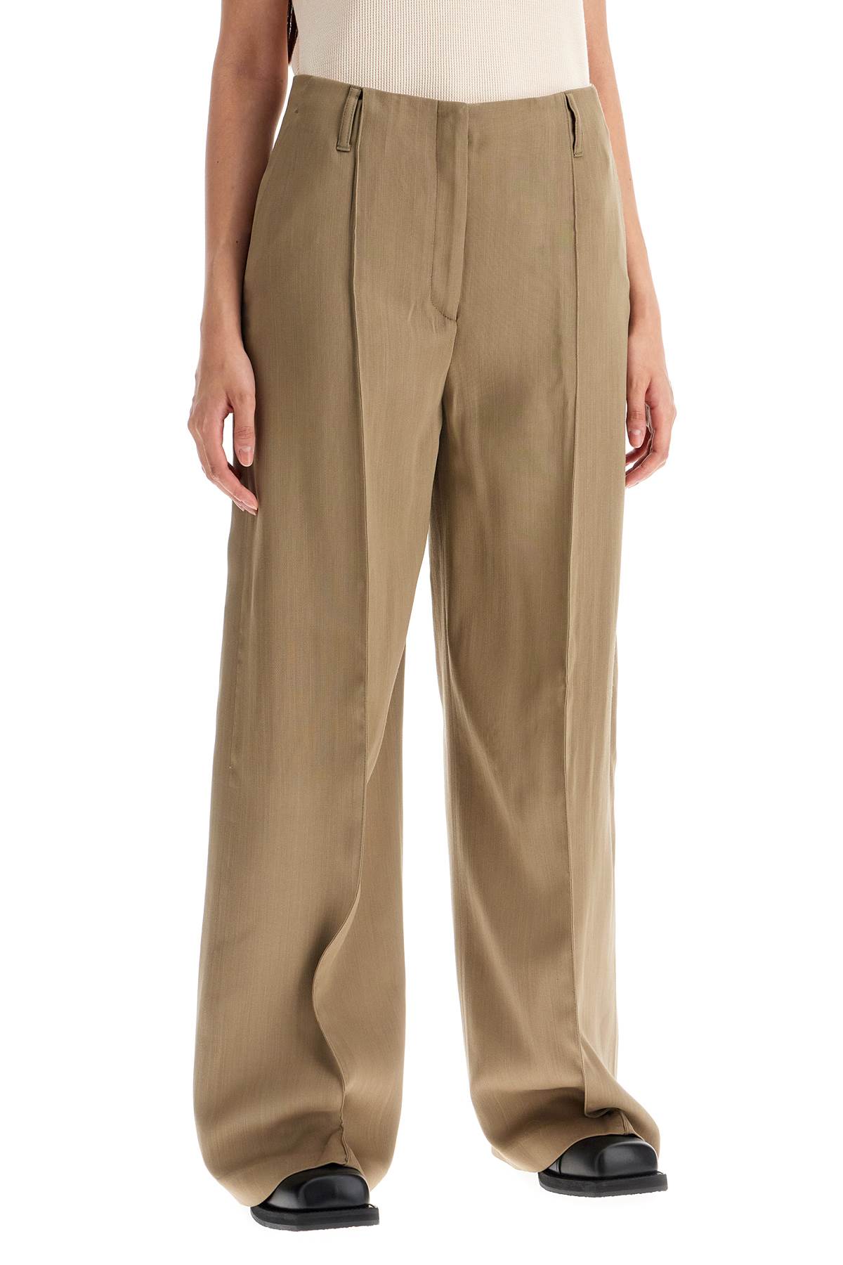 Shop Acne Studios Tailored Wool Blend Trousers In Khaki