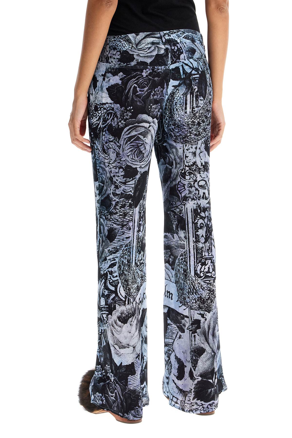 Shop Acne Studios Printed Crepe Flared Pants In Light Blue