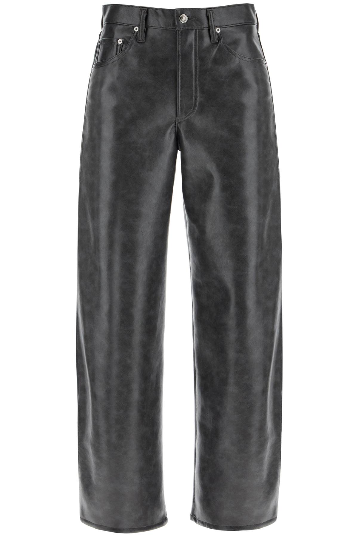 Shop Agolde Recycled Leather Pants In Grey