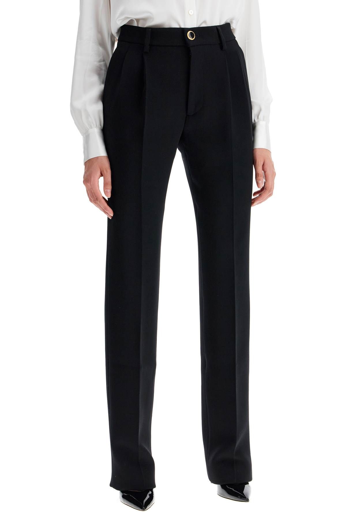 Shop Alessandra Rich Woolen Cigarette Pants For Women In Black