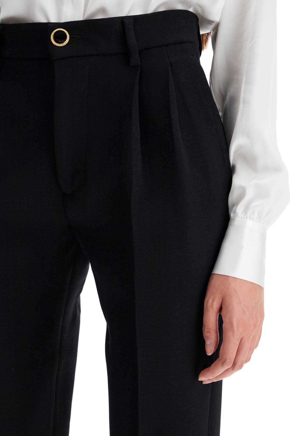 Shop Alessandra Rich Woolen Cigarette Pants For Women In Black