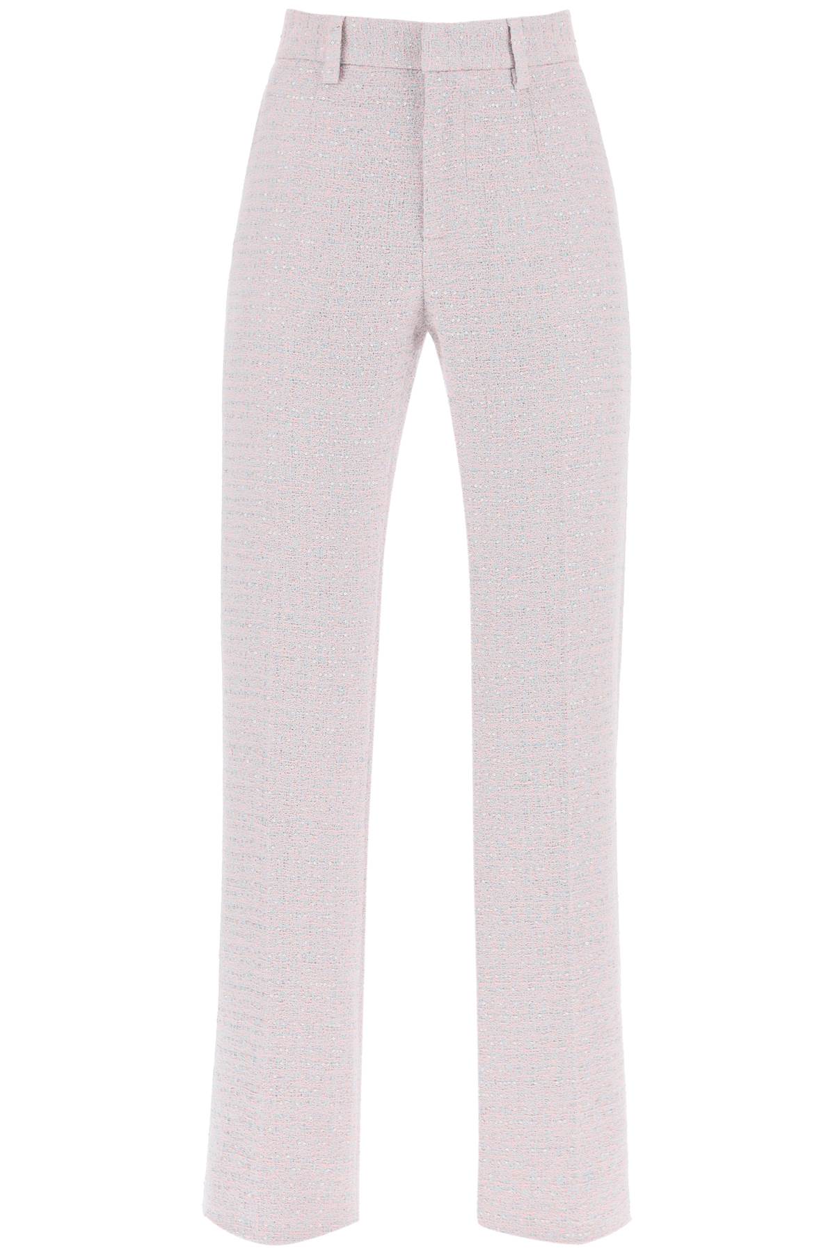 Alessandra Rich Pants In Tweed Boucle' In Pink,light Blue