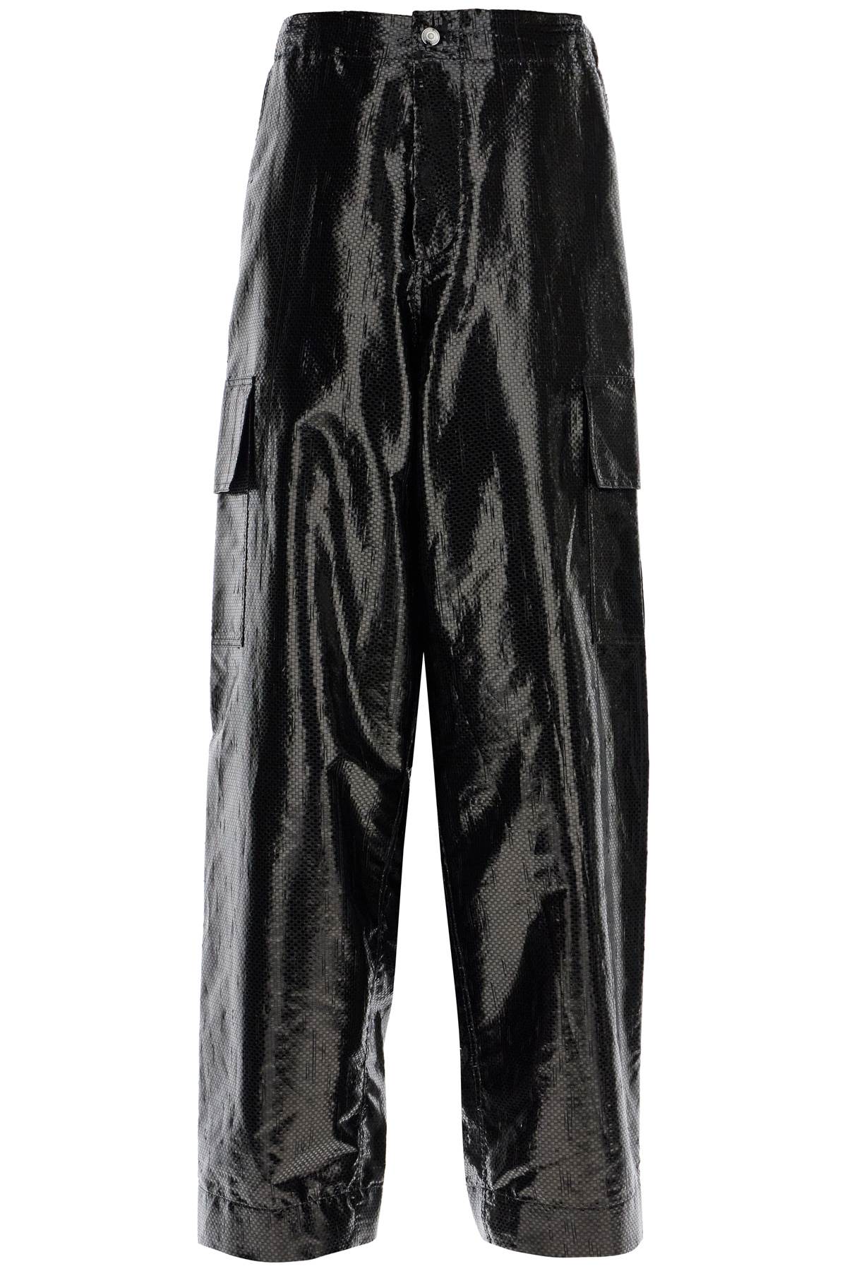 Shop Alexander Mcqueen Cargo Canvas Tarred Trousers In In Black