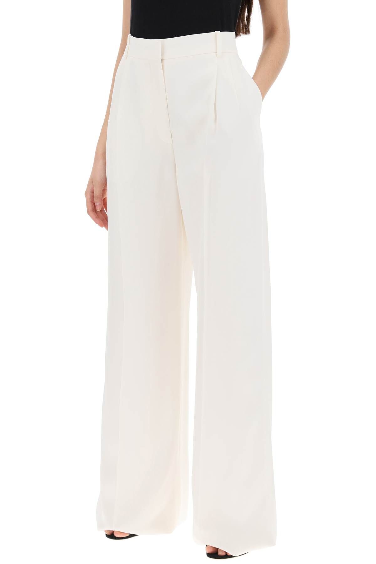 Shop Alexander Mcqueen Double Pleated Palazzo Pants With In White