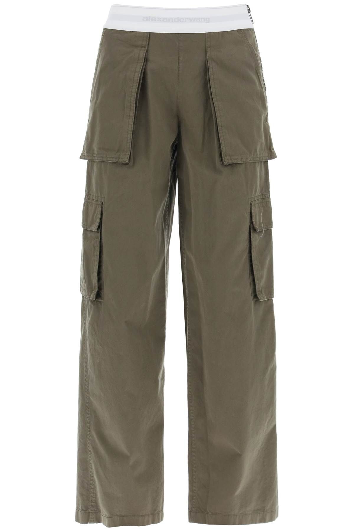Shop Alexander Wang Rave Cargo Pants With Elastic Waistband In Green