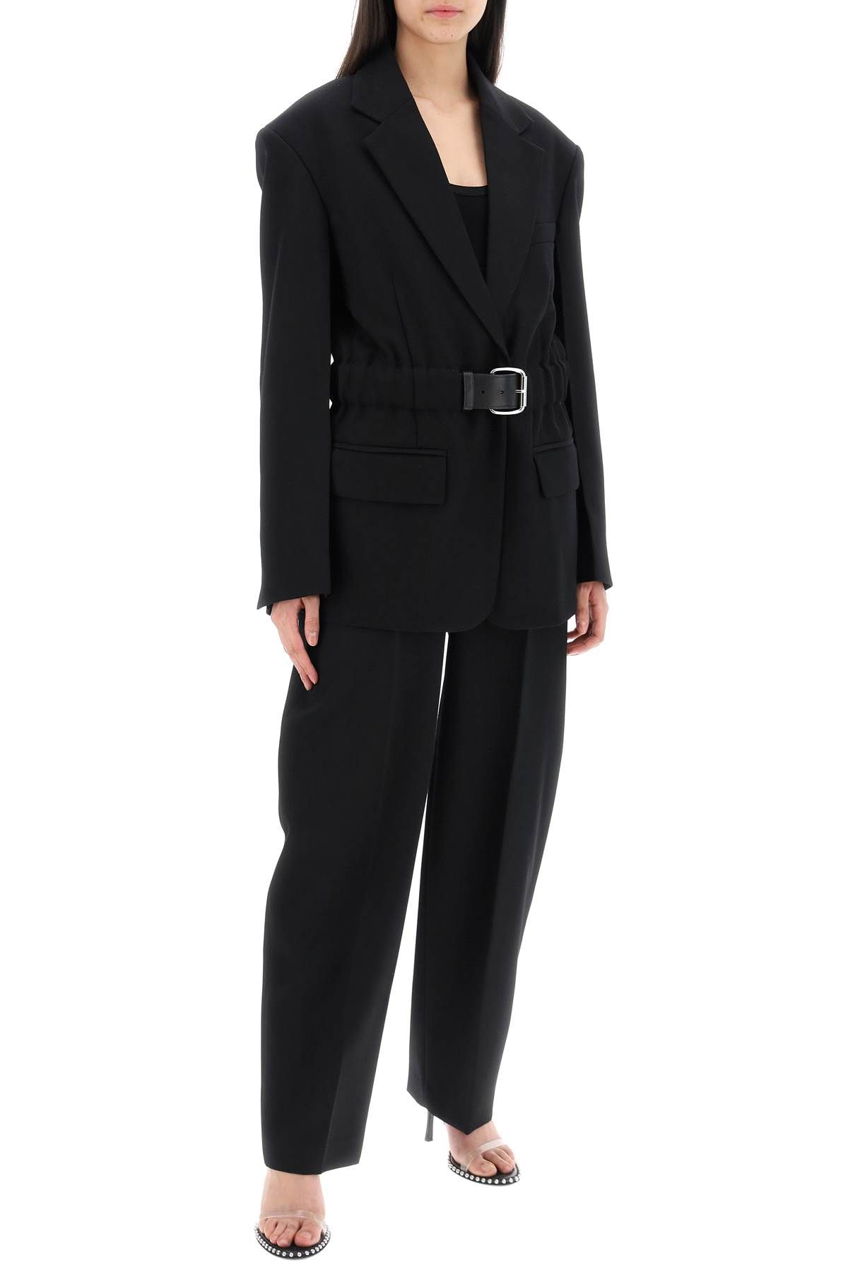 Shop Alexander Wang Pants With Integrated Belt In Black