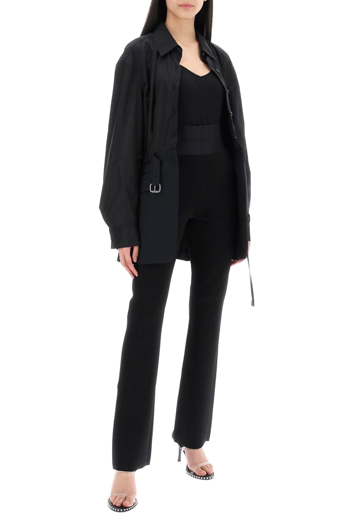 Shop Alexander Wang Flared Pants With Branded Stripe In Black