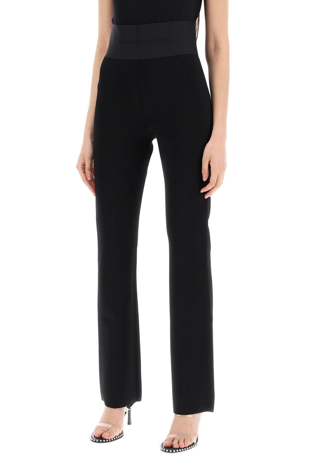 Shop Alexander Wang Flared Pants With Branded Stripe In Black