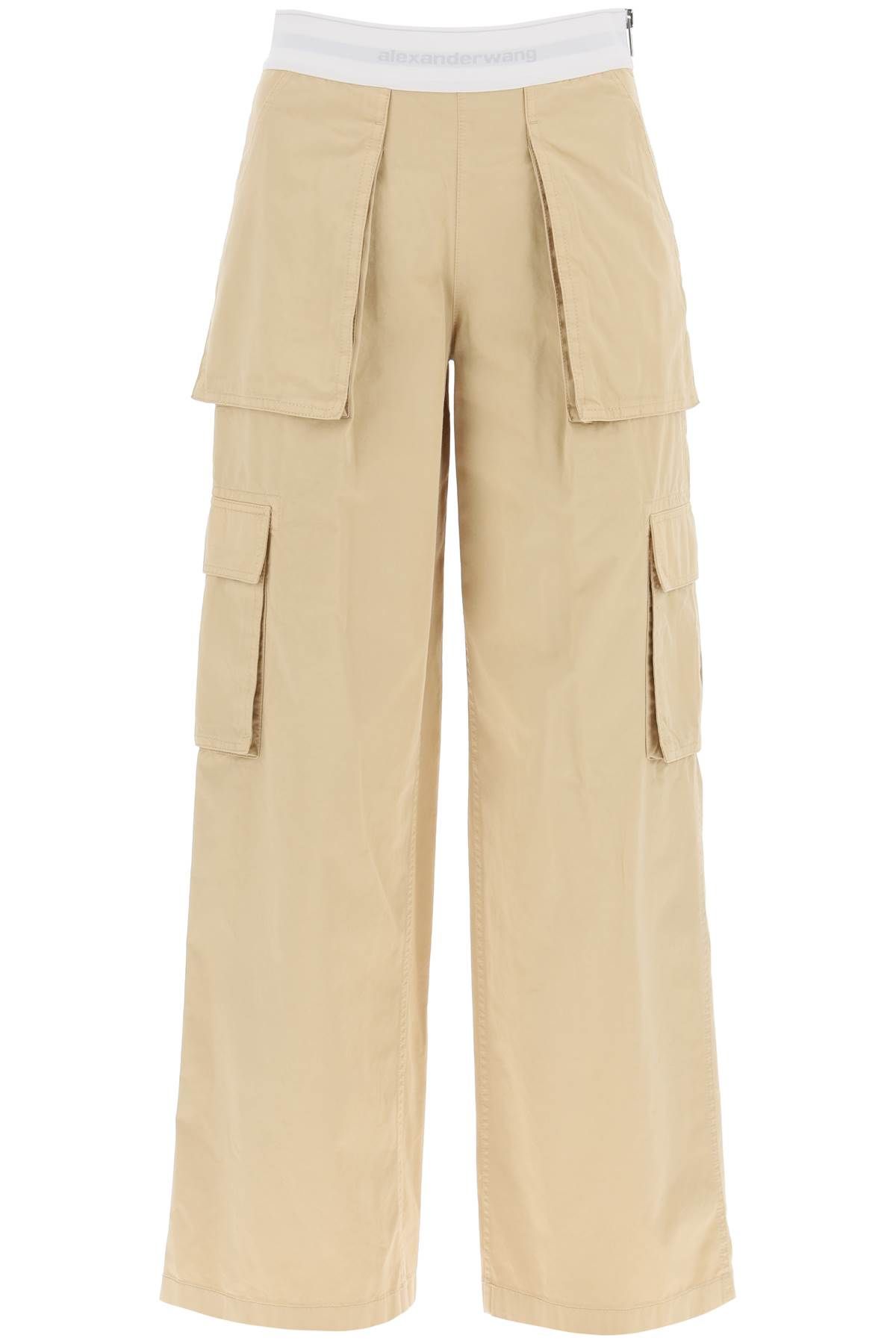 Shop Alexander Wang Rave Cargo Pants With Elastic Waistband In Beige