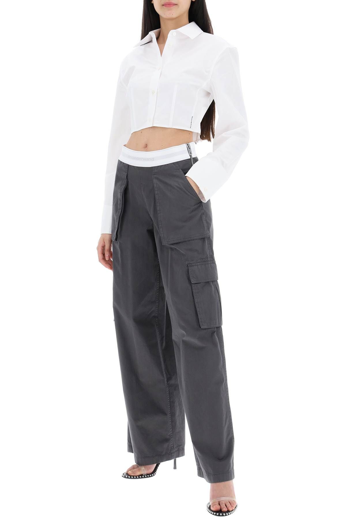 Shop Alexander Wang Rave Cargo Pants With Elastic Waistband In Grey,black