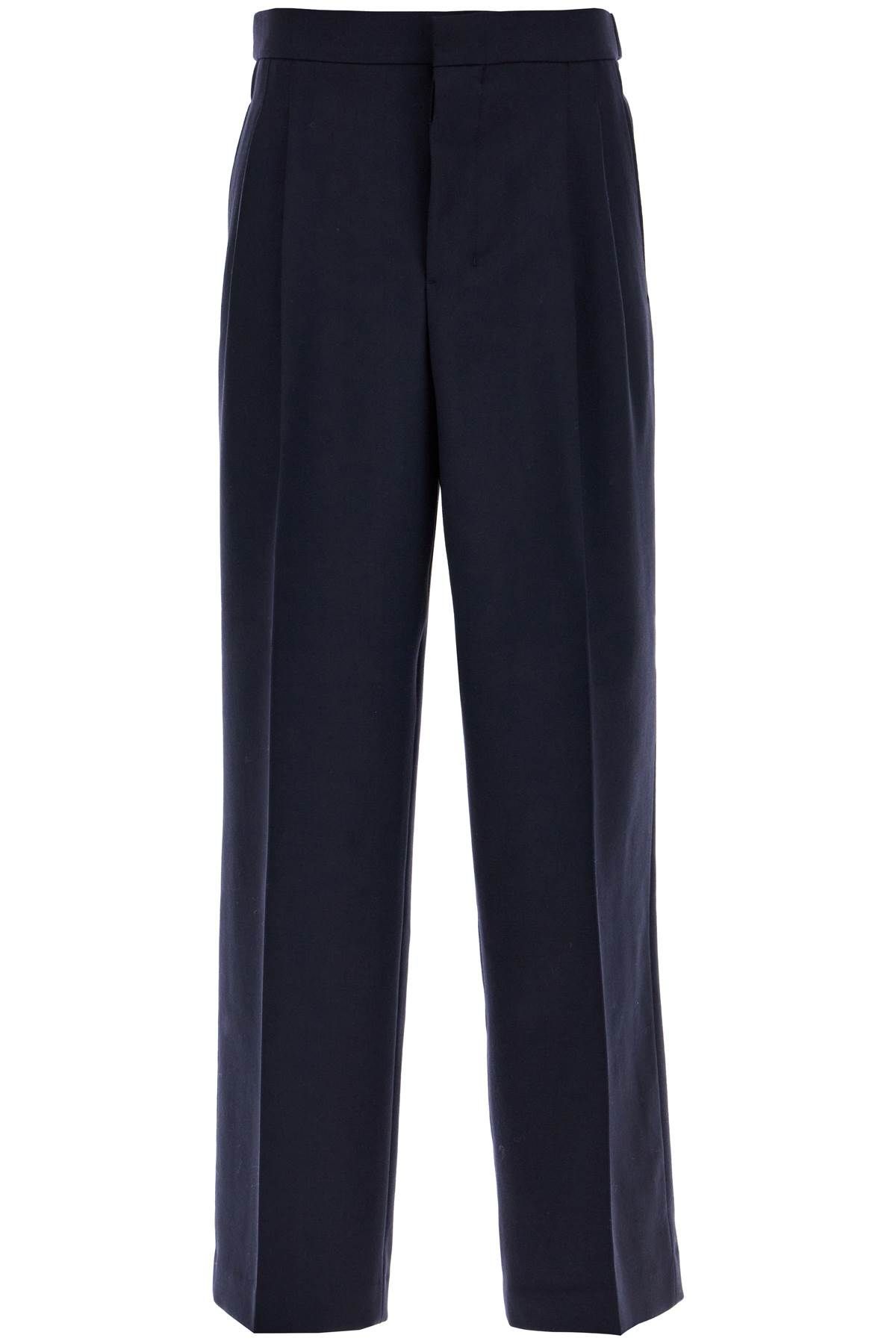 Shop Ami Alexandre Matiussi Large Fit Wool Gabardine Trousers In Blue